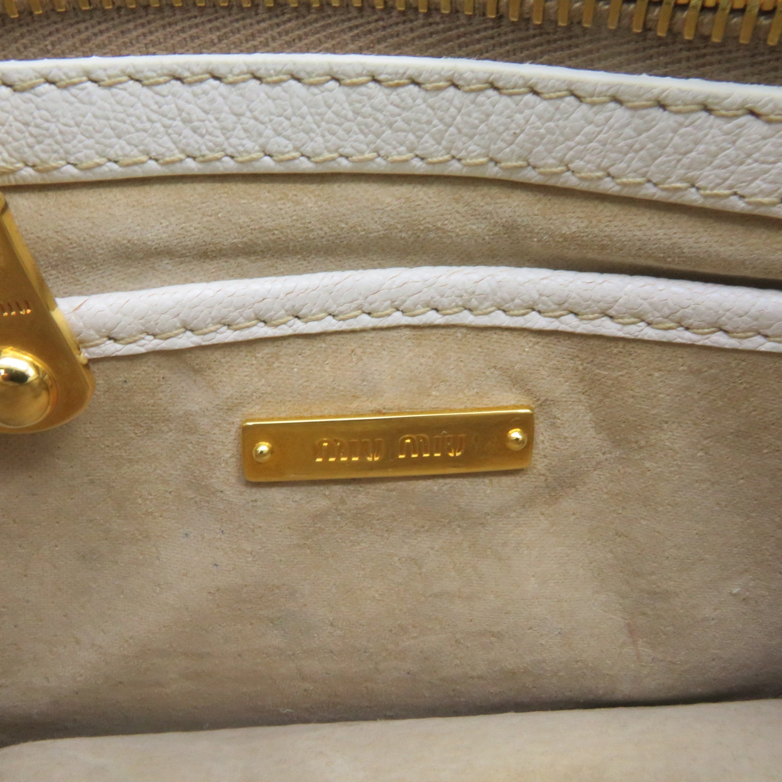 Miu Miu cowhide leather 2Way Shoulder Bag handle shoulder bag off-white