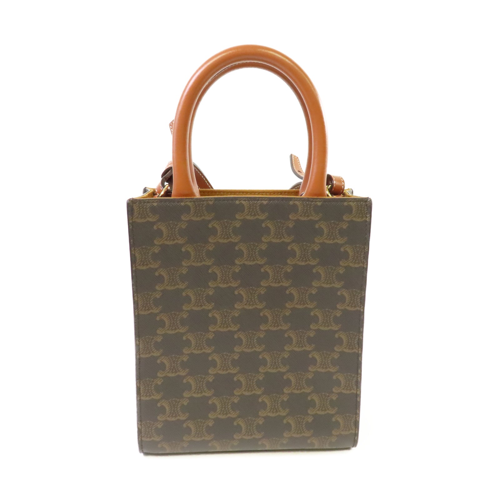 CELINE Triomphe帆布Mini Cabas Vertical 2Way Shoulder Bag手挽肩背兩用袋啡色