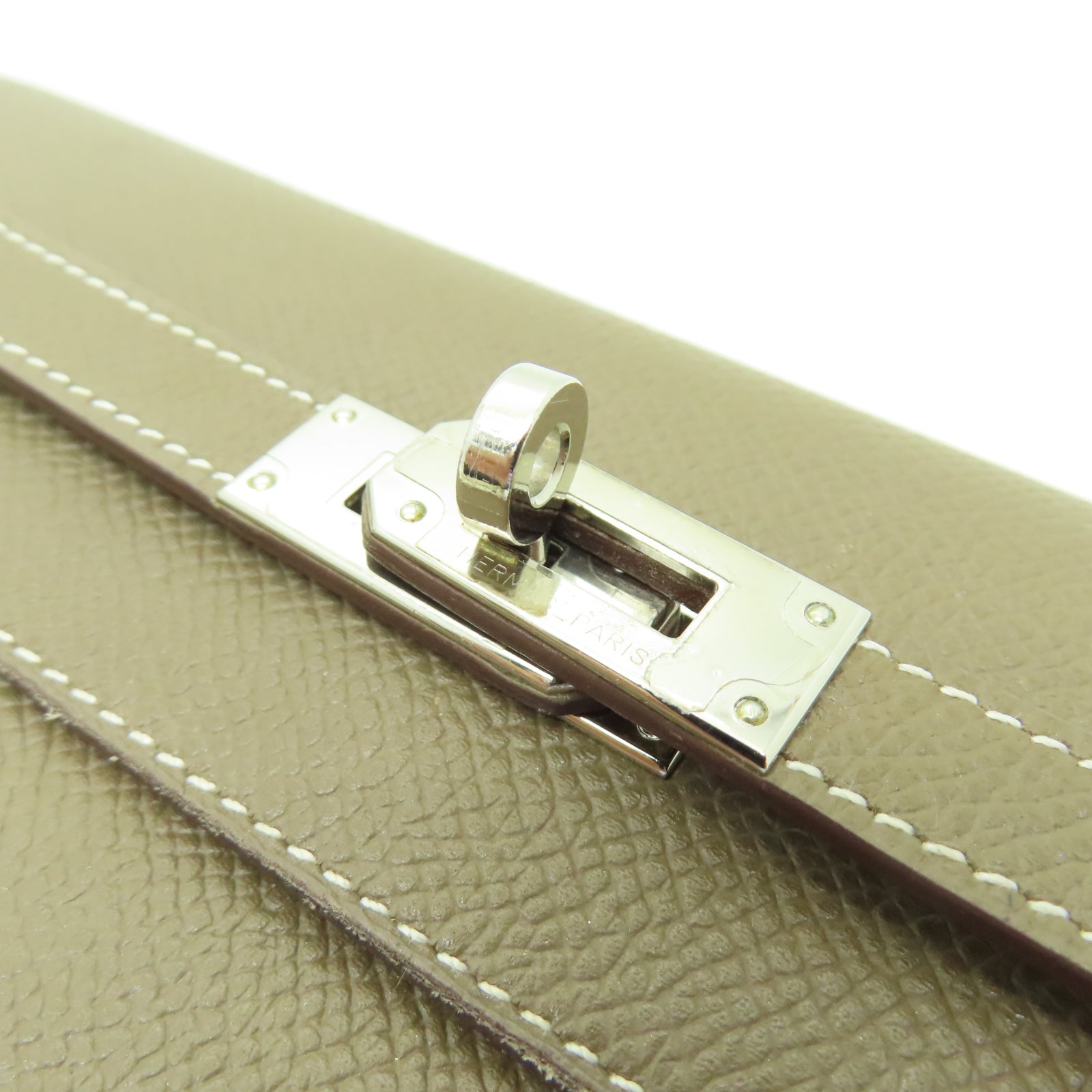 HERMES Epsom皮革Kelly Wallet銀扣長錢包啡色