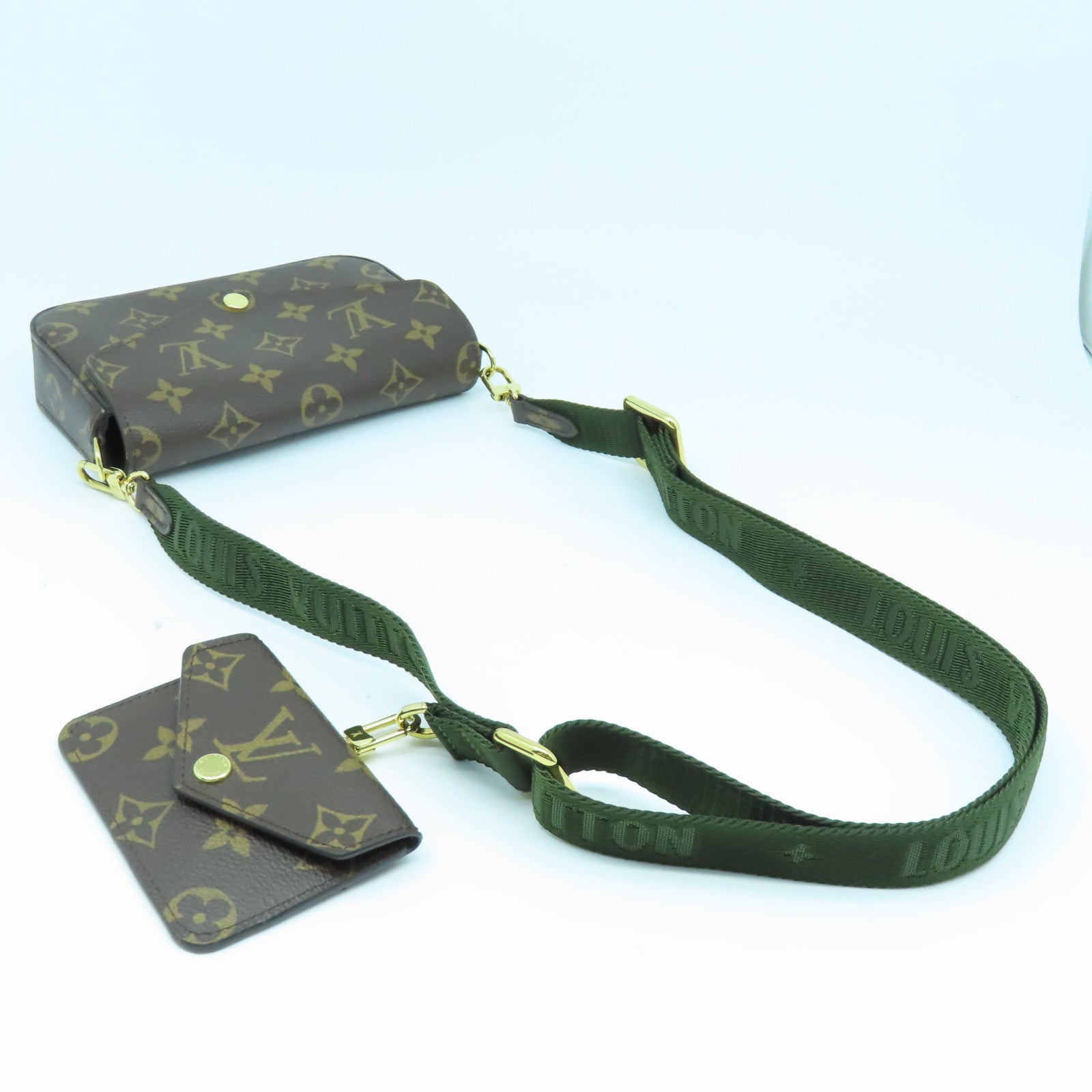 LOUIS VUITTON Monogram Felicie Strap & Go金扣肩背袋啡色/綠色