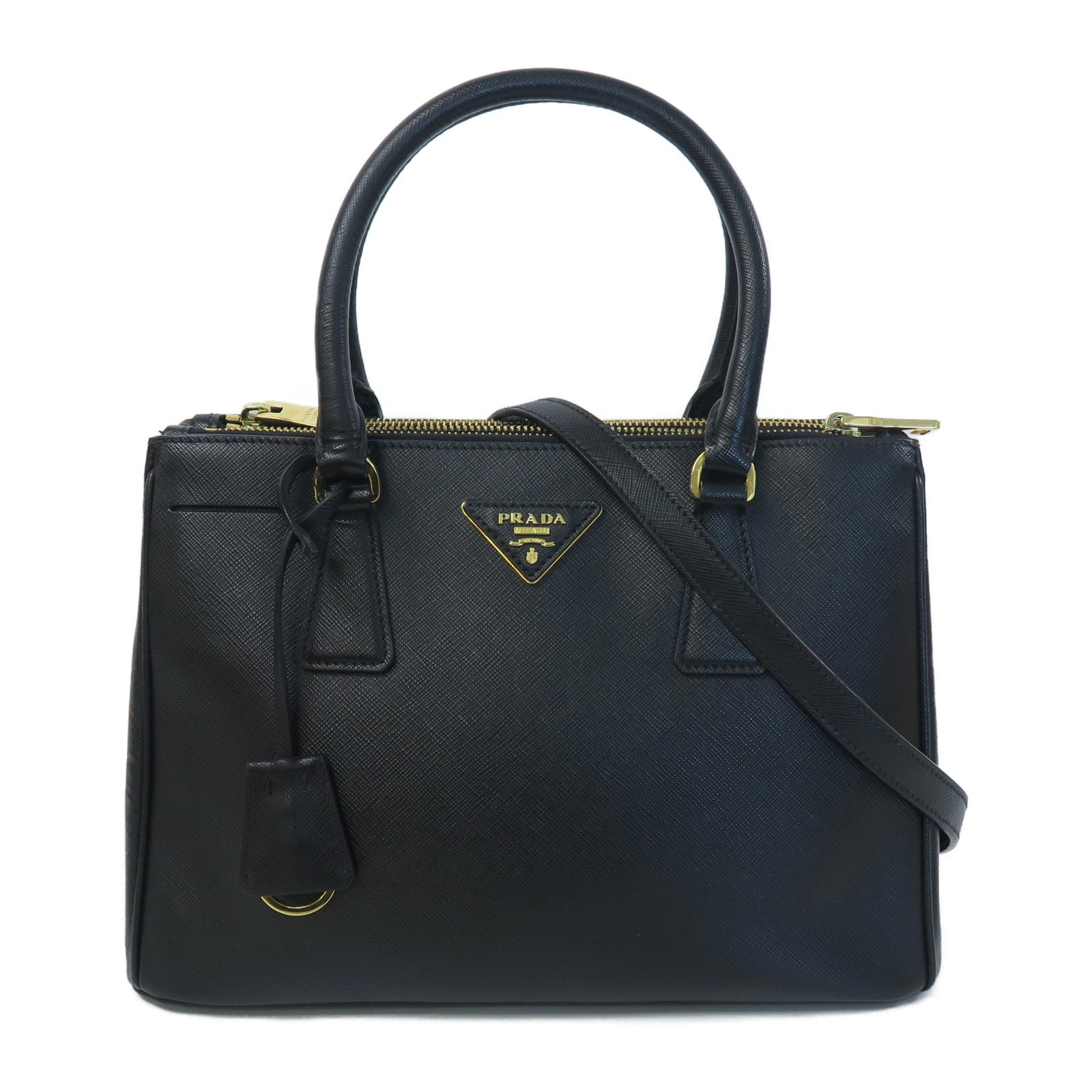 PRADA 牛皮皮革Galleria 2 Way Shoulder金扣手挽肩背兩用袋黑色