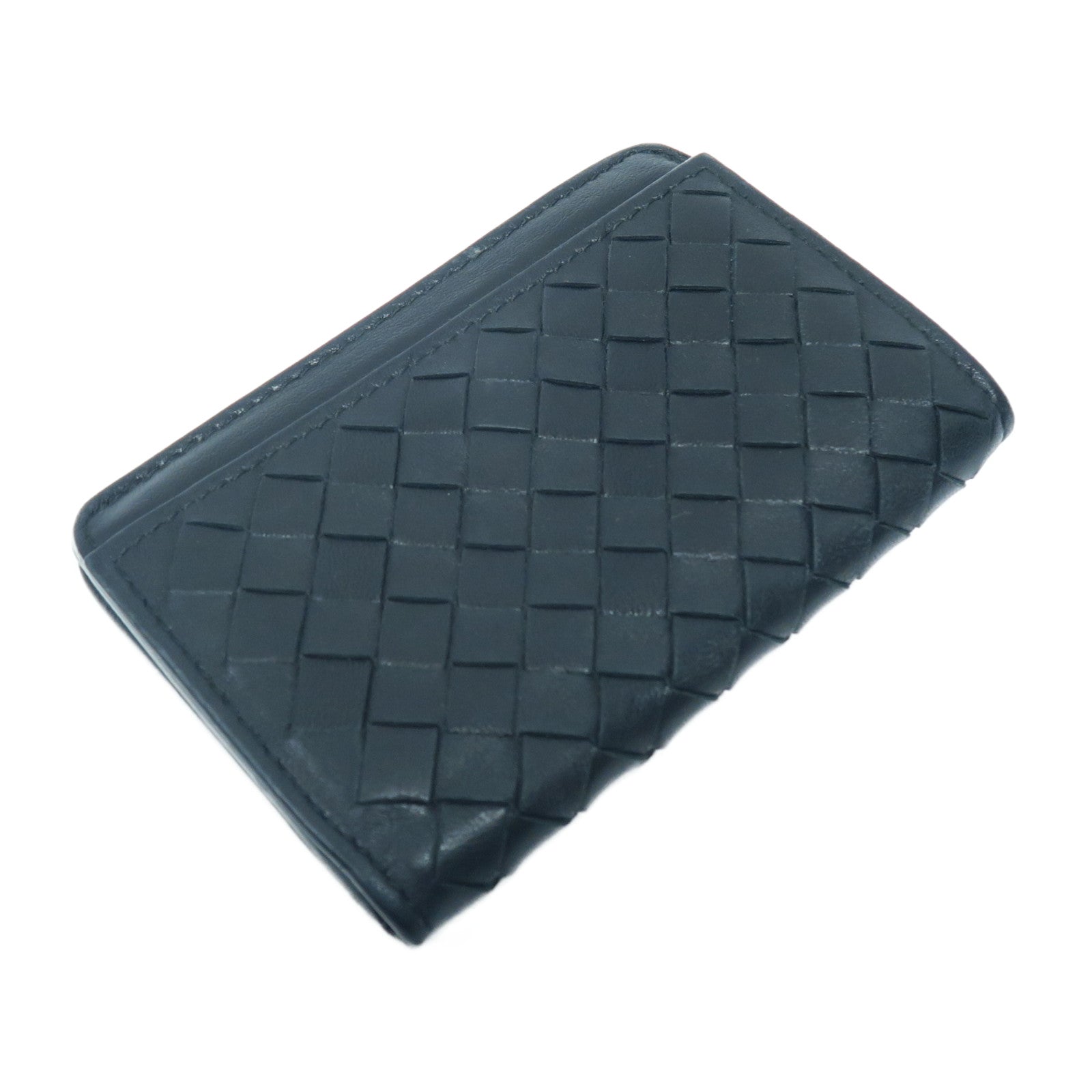 BOTTEGA VENETA 織紋羊皮皮革Coin Case金扣零錢包黑色