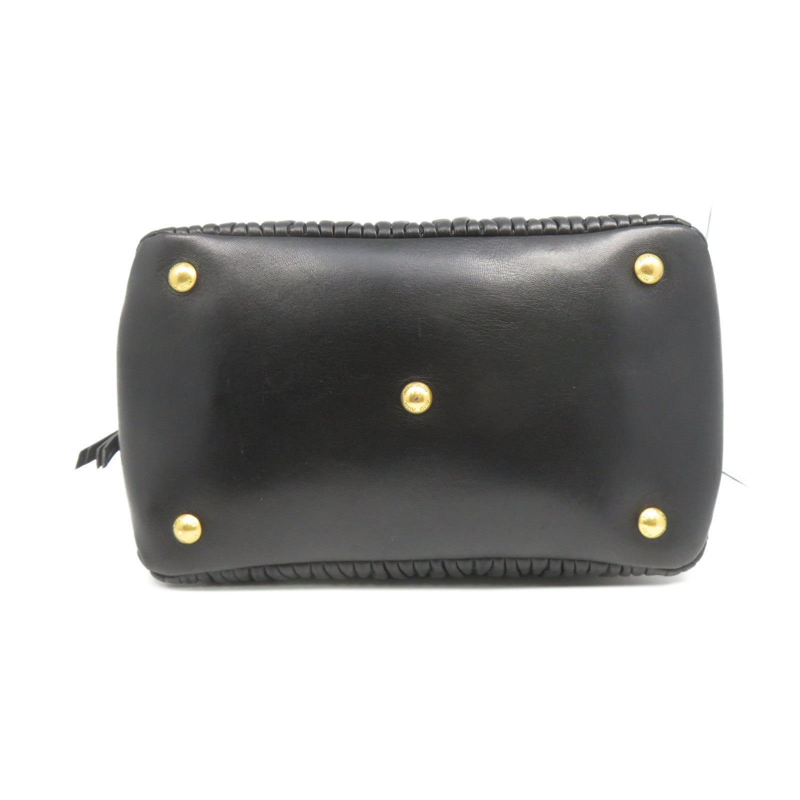 Miu Miu 牛皮皮革2 Way Shoulder金扣手挽肩背兩用袋黑色