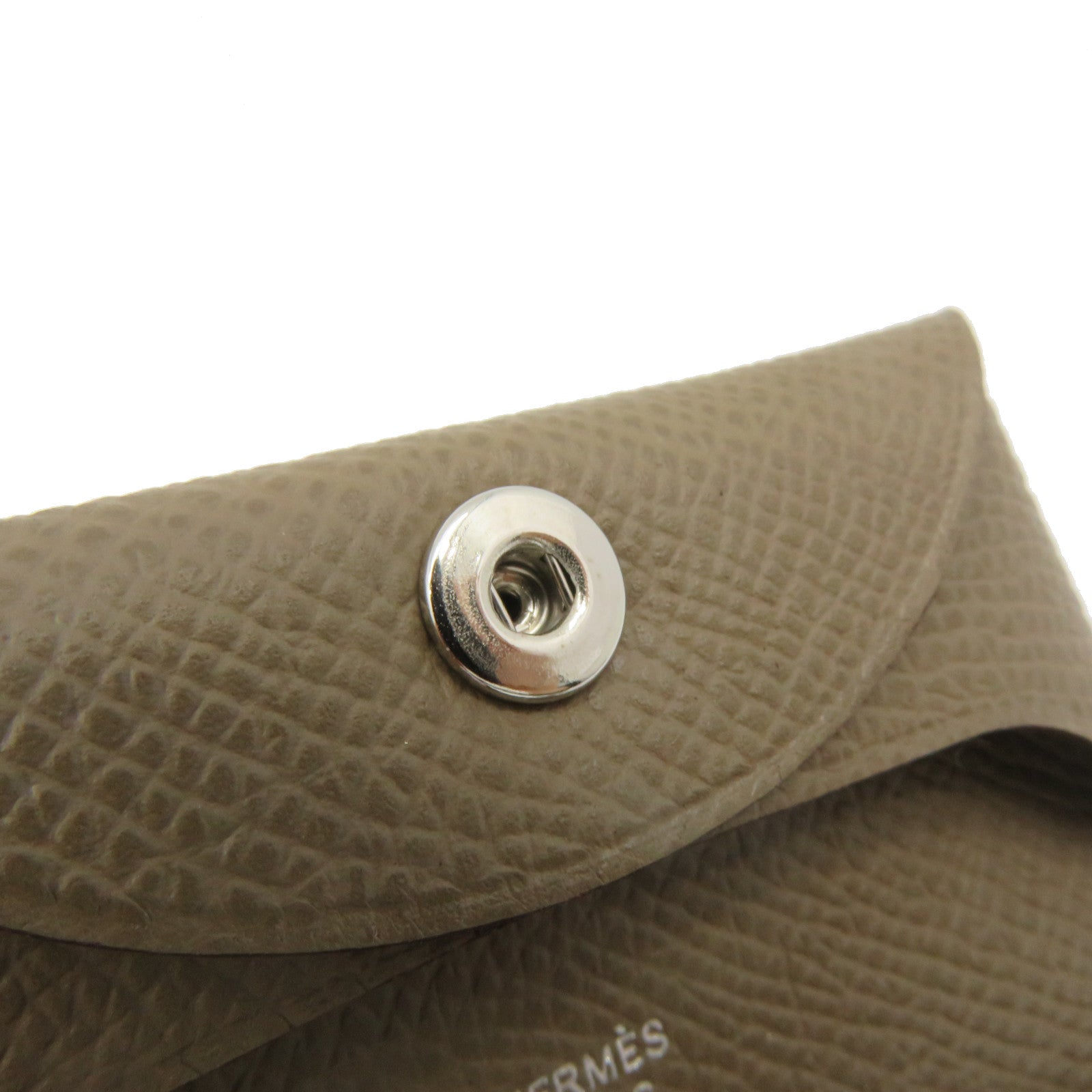 HERMES Epsom皮革Bastia Coin Case銀扣零錢包Etoupe啡色