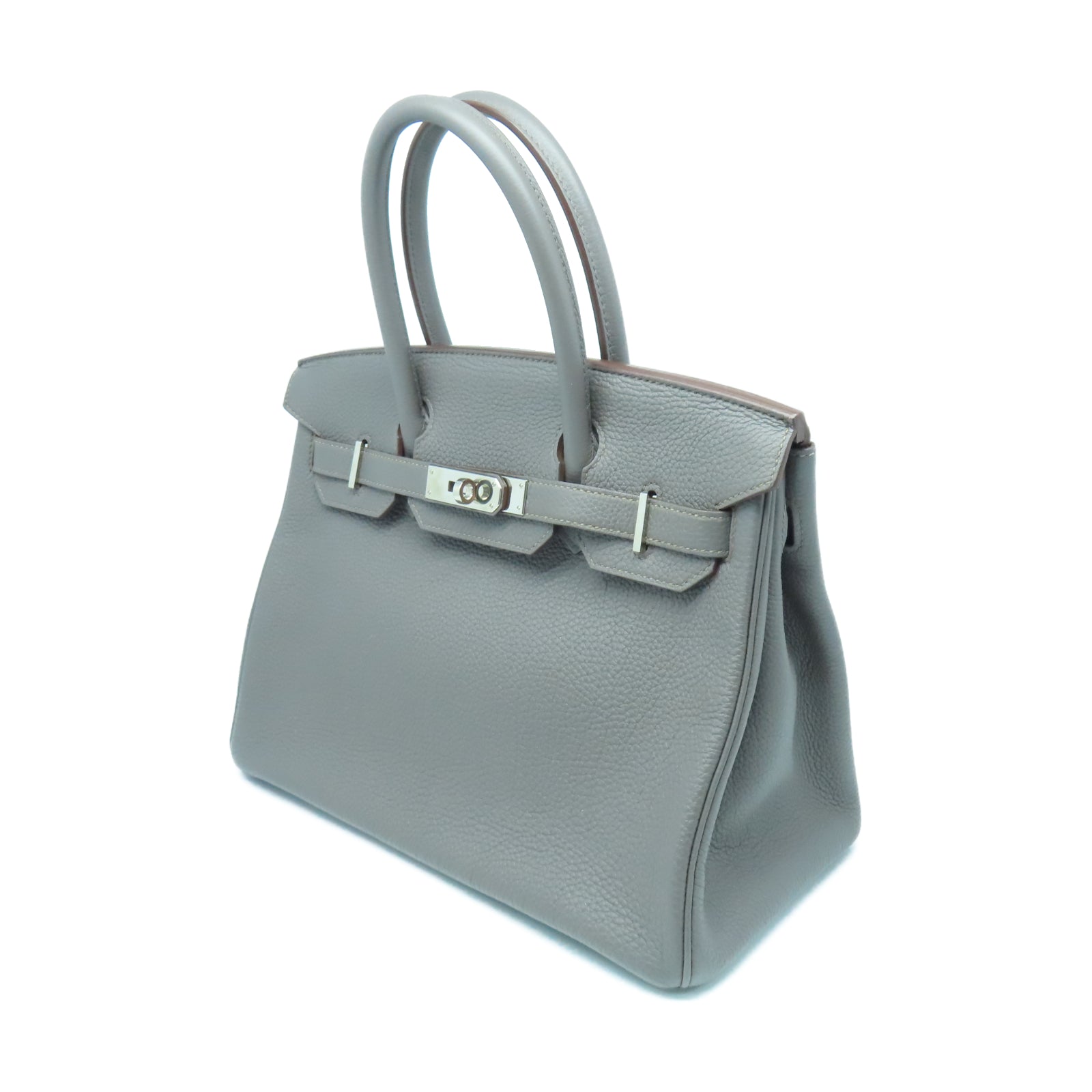 HERMES Togo皮革Birkin 30银扣手挽袋锡器灰色