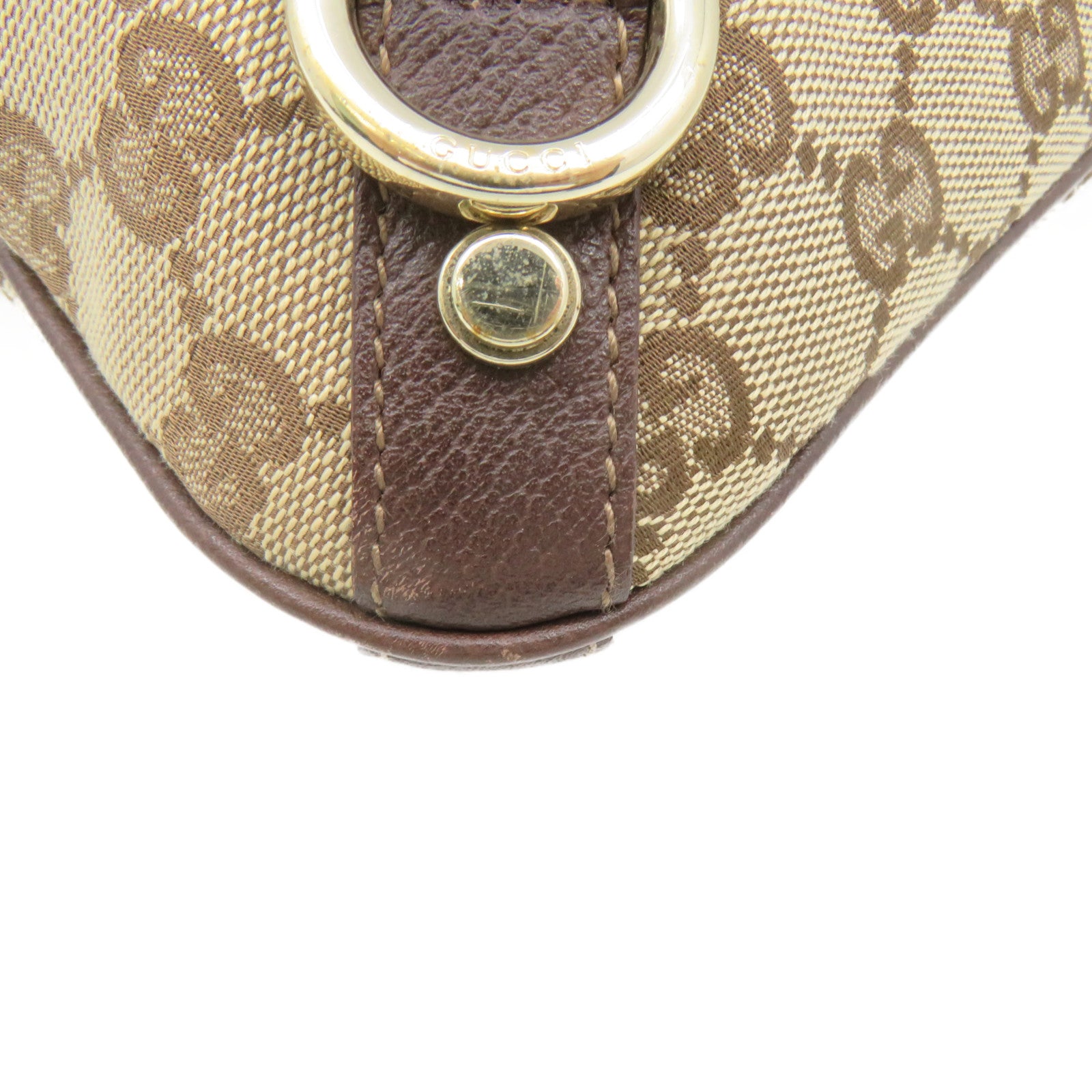 GUCCI GG Canvas Shoulder Bag Brown