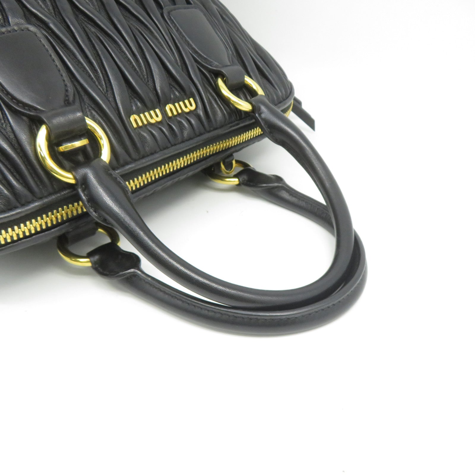 Miu Miu 牛皮皮革2 Way Shoulder金扣手挽肩背兩用袋黑色