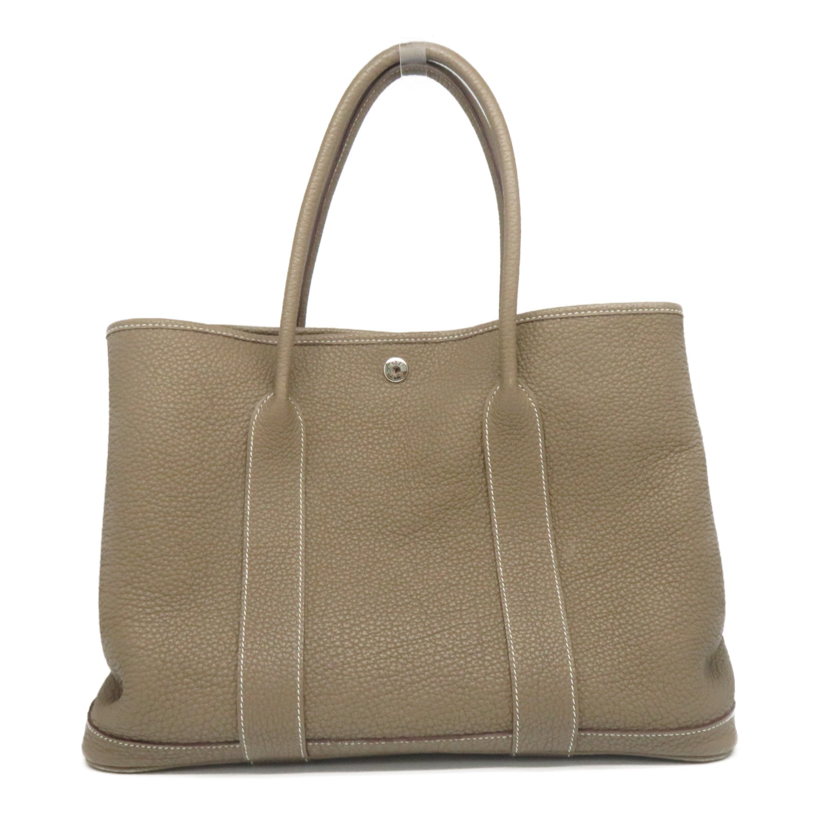 HERMES Negonda皮革GardenParty PM銀扣手挽袋大象灰色