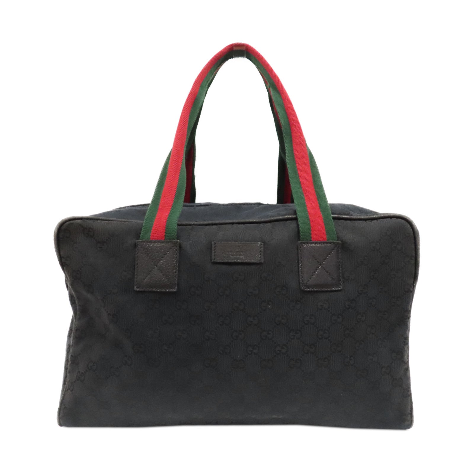GUCCI 帆布Boston Bag銀扣手挽袋黑色