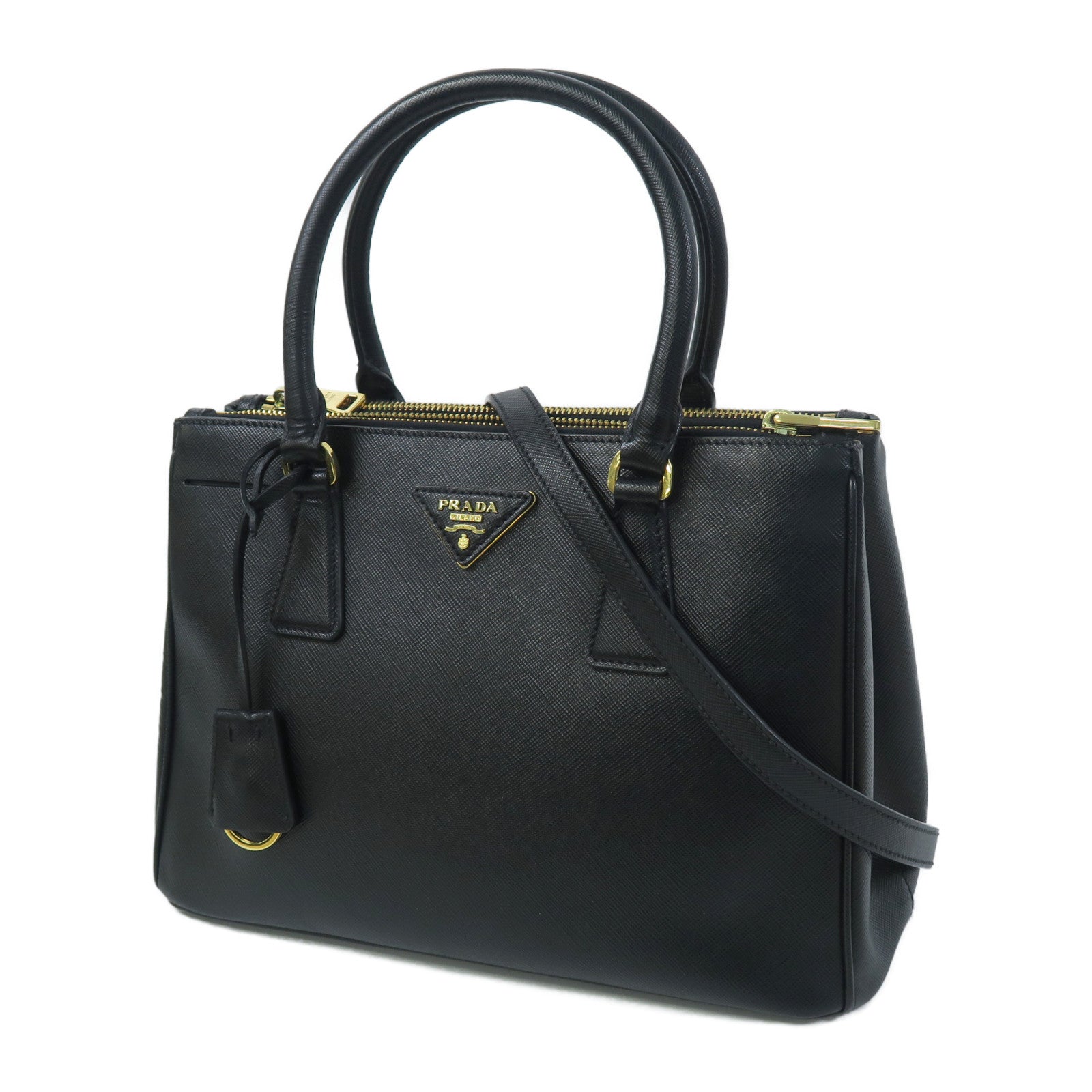 PRADA 牛皮皮革Galleria 2 Way Shoulder金扣手挽肩背兩用袋黑色