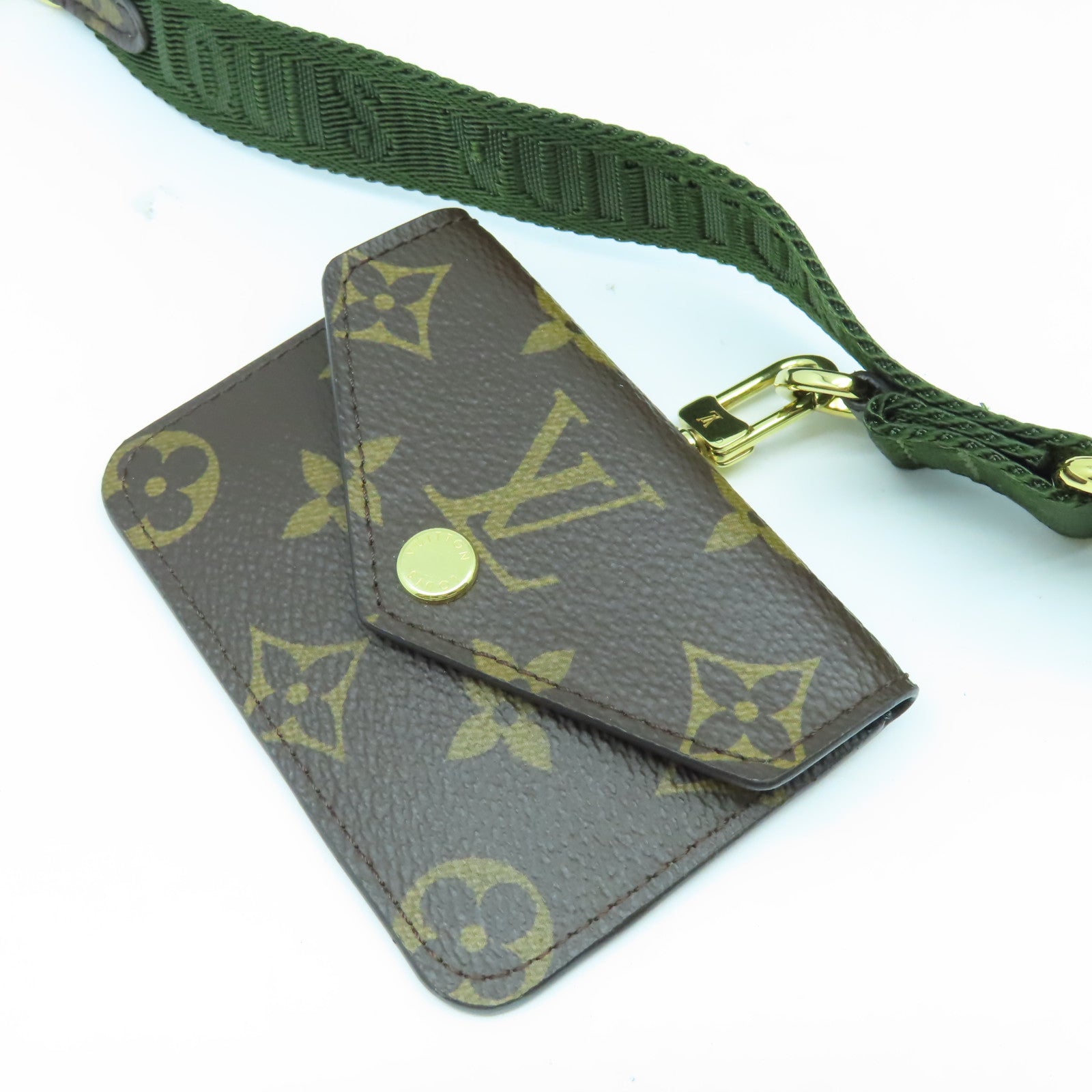 LOUIS VUITTON Monogram Felicie Strap & Go金扣肩背袋啡色/綠色
