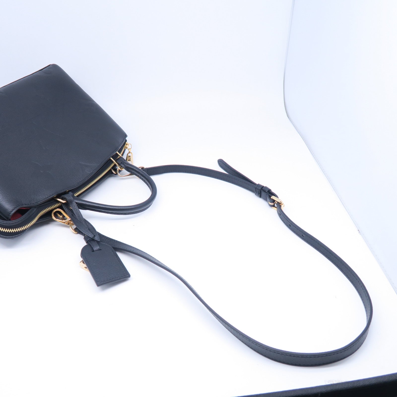 LOUIS VUITTON Monogram Empreinte Petit Palais金扣手挽肩背兩用袋黑色