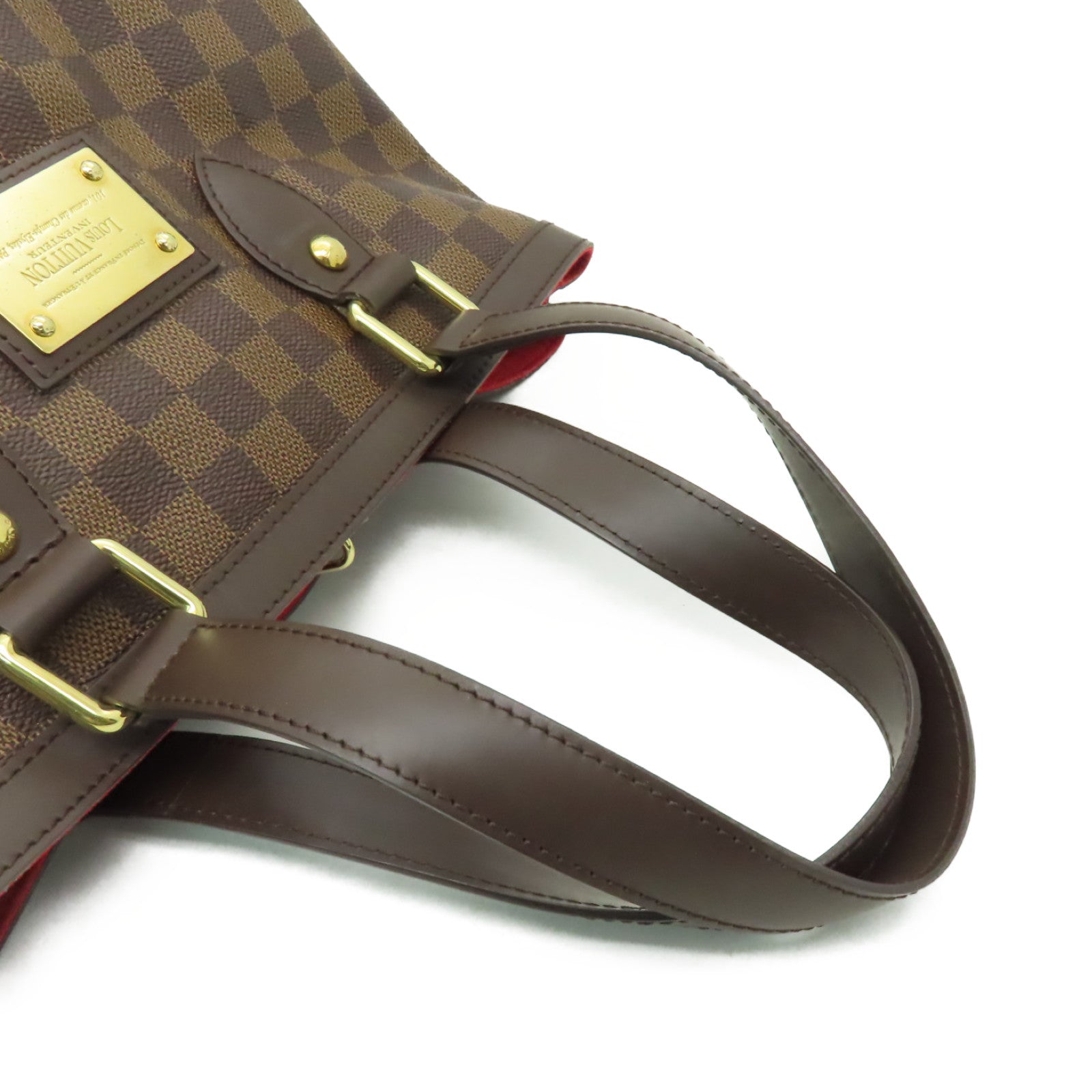 LOUIS VUITTON Damier Hampstead PM金扣手挽袋棕色