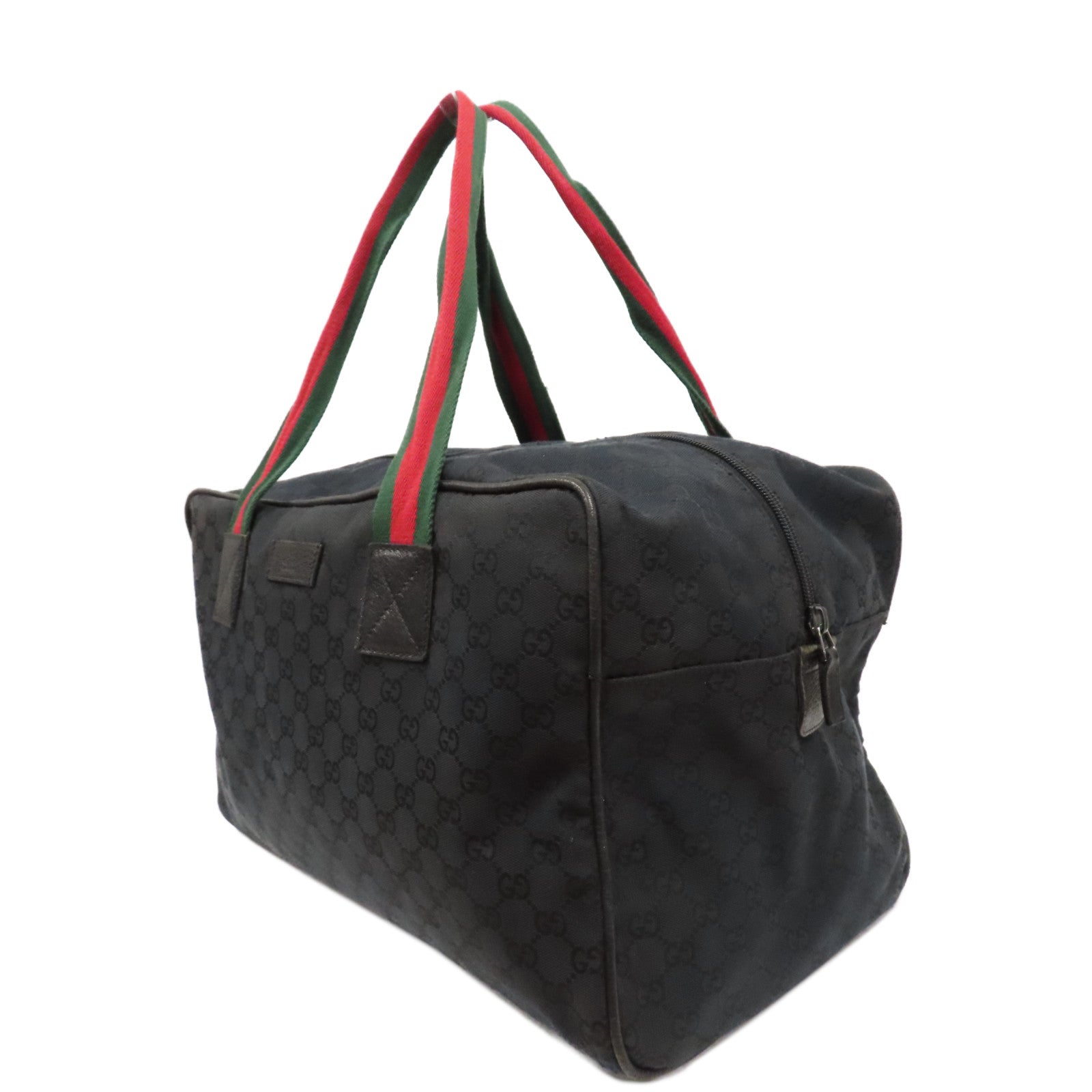 GUCCI 帆布Boston Bag銀扣手挽袋黑色