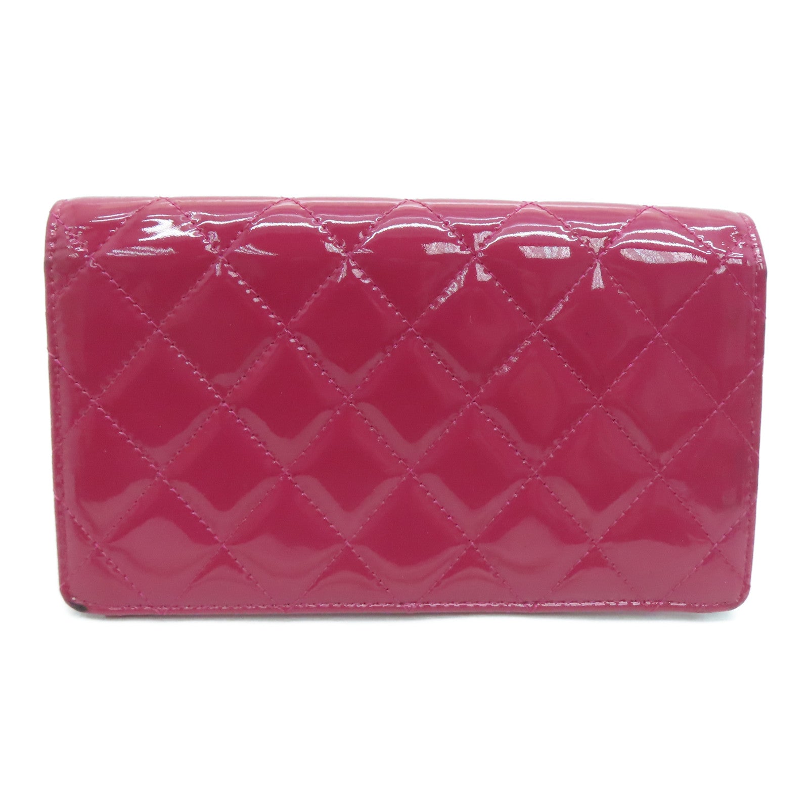 CHANEL 菱格漆皮皮革Long Wallet长钱包粉红色