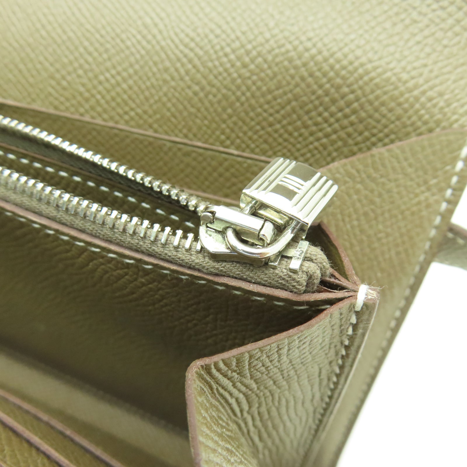 HERMES Epsom皮革Kelly Wallet銀扣長錢包啡色