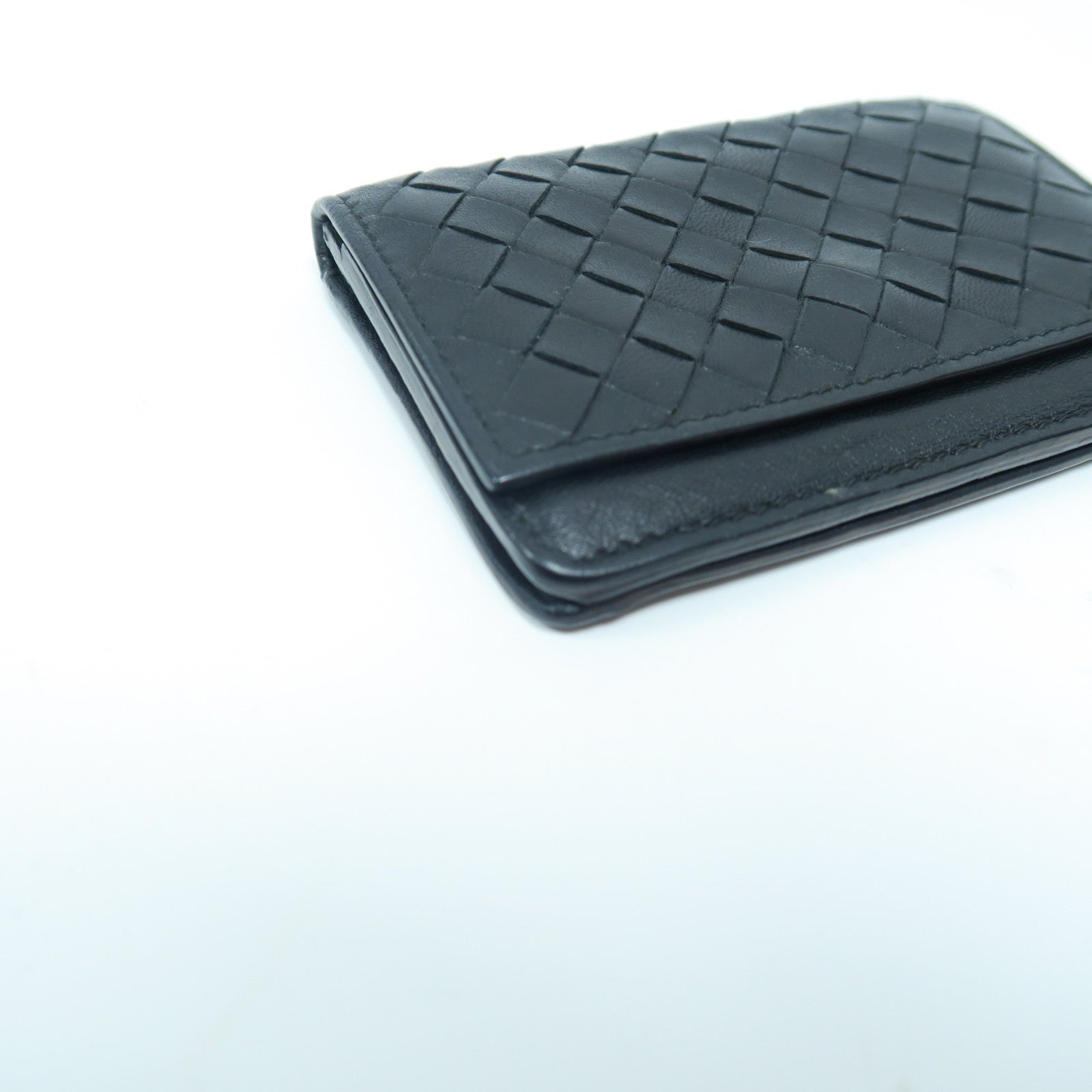 BOTTEGA VENETA 織紋羊皮皮革Coin Case金扣零錢包黑色