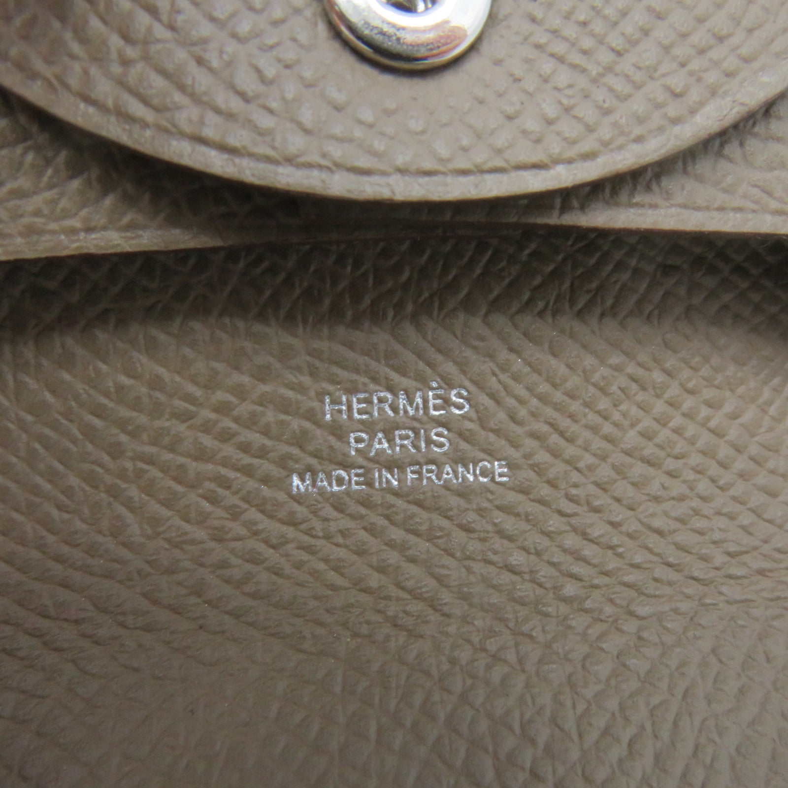 HERMES Epsom皮革Bastia Coin Case銀扣零錢包Etoupe啡色