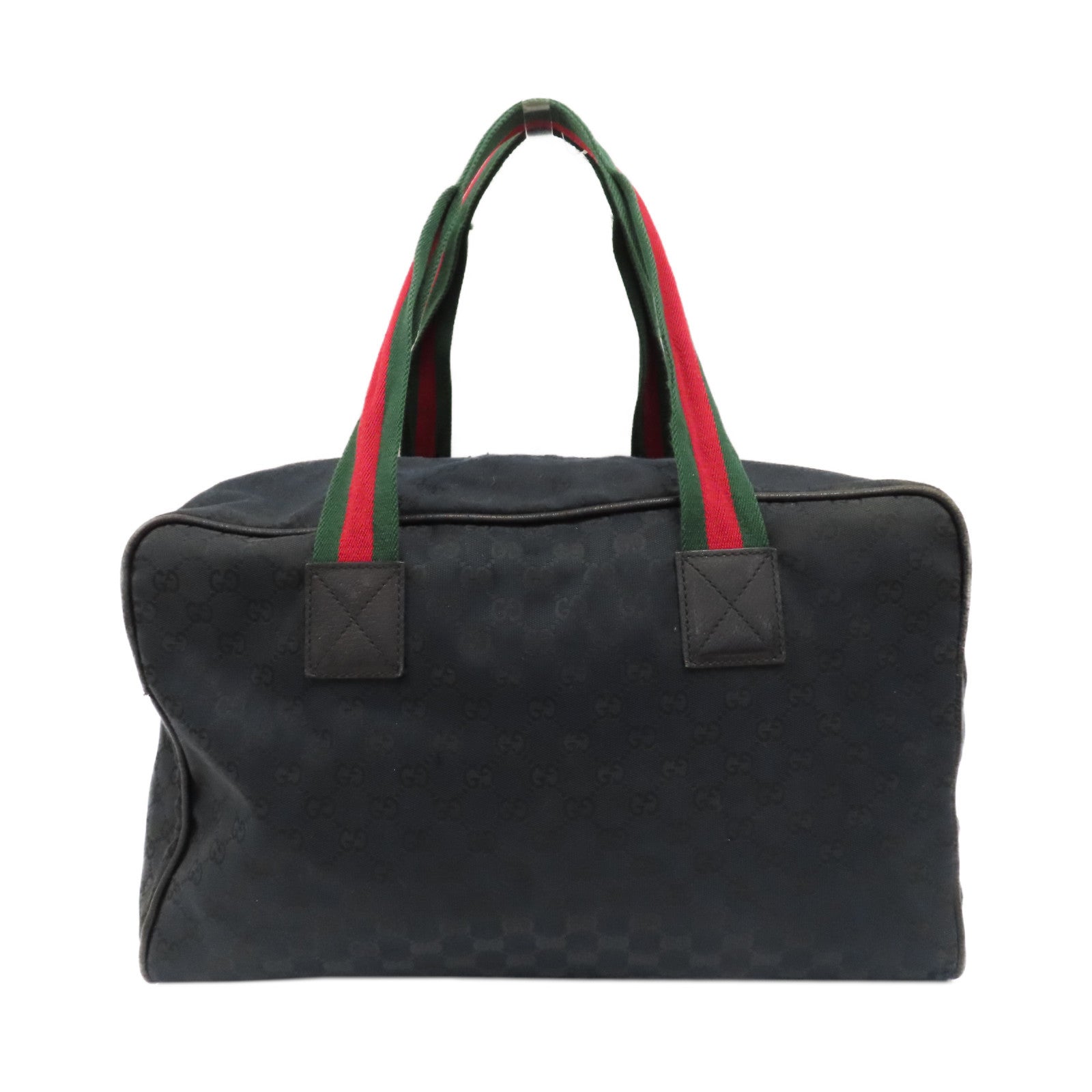 GUCCI 帆布Boston Bag銀扣手挽袋黑色