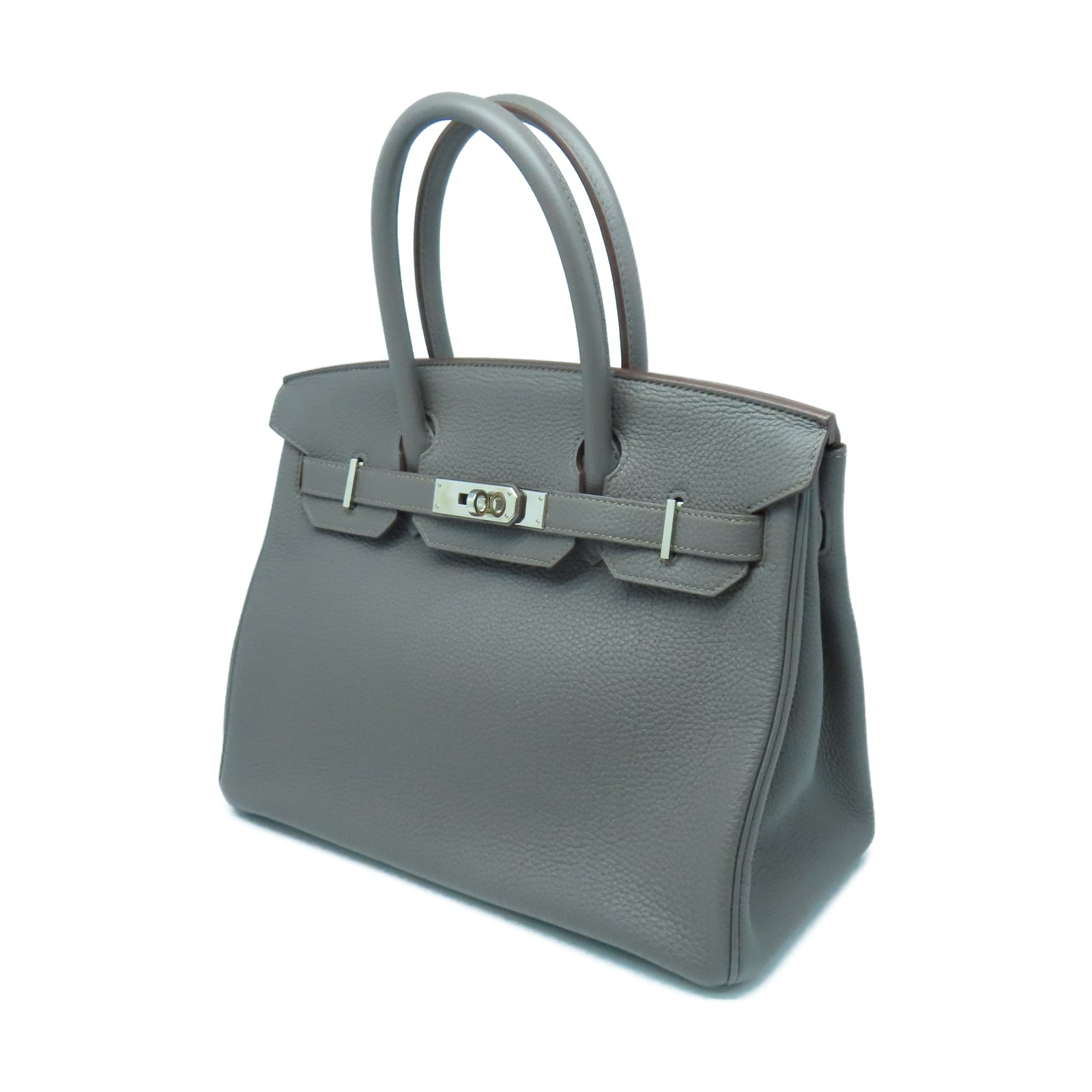 HERMES Togo皮革Birkin 30银扣手挽袋锡器灰色
