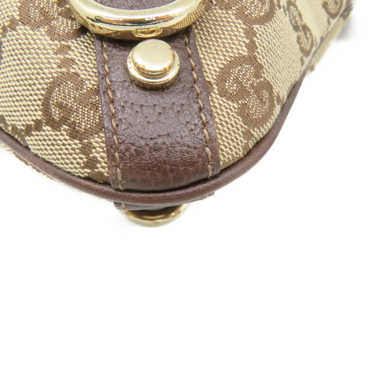 GUCCI GG Canvas Shoulder Bag Brown