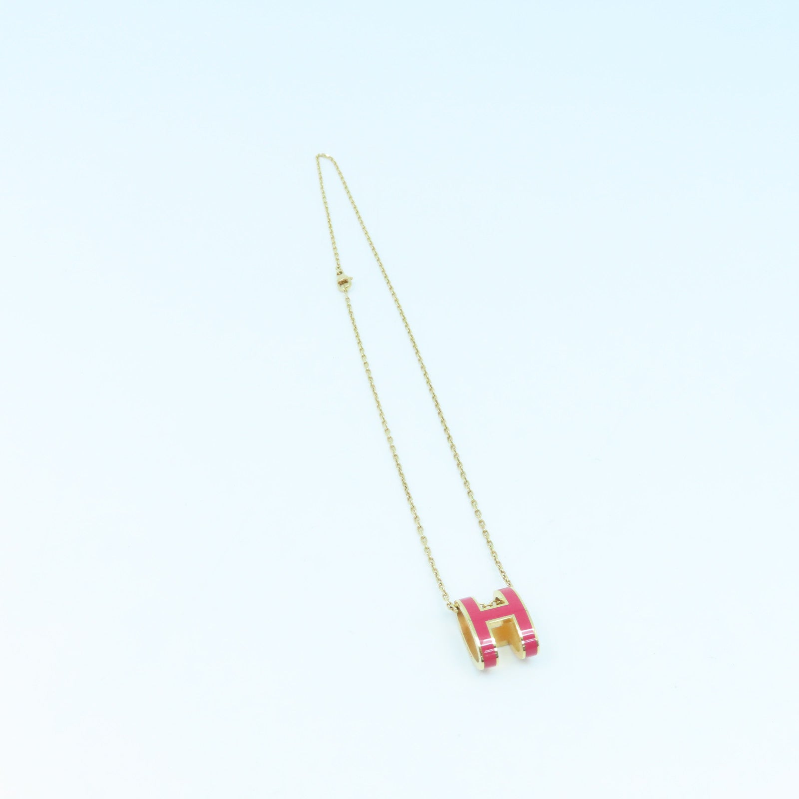 HERMES Metal Pop H Necklace Pink
