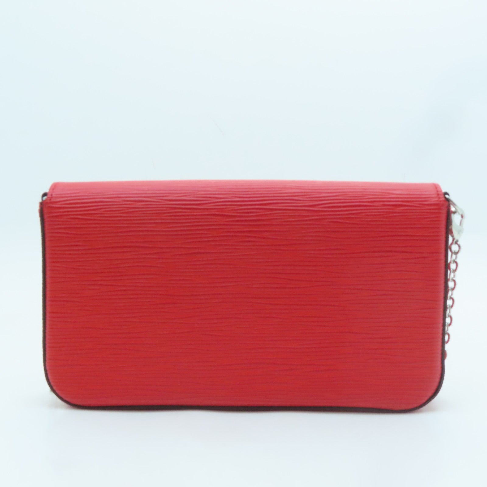 LOUIS VUITTON Epi Felicie Silver Buckle Chain Shoulder Bag Red