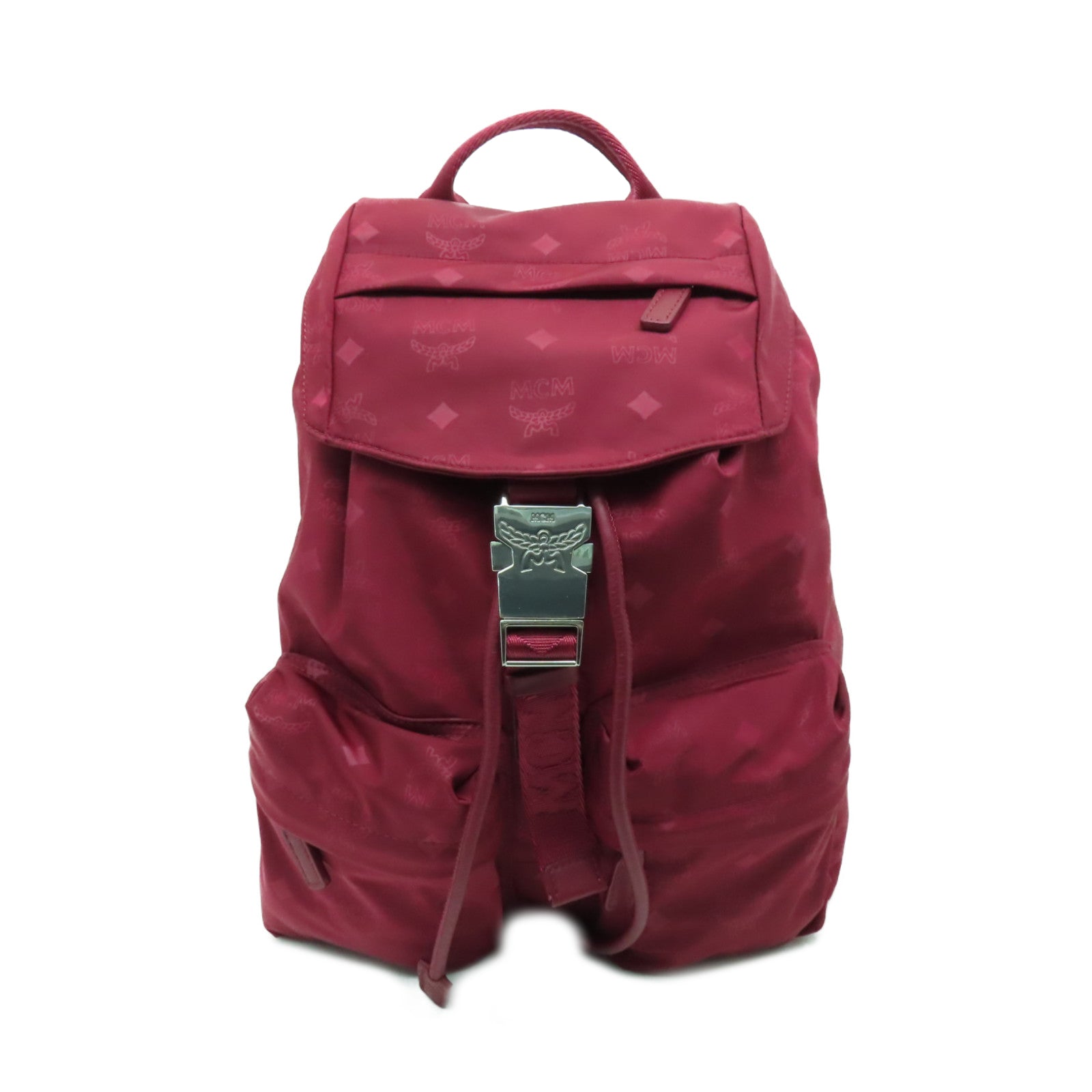 MCM 尼龍Backpack銀扣背包紅色