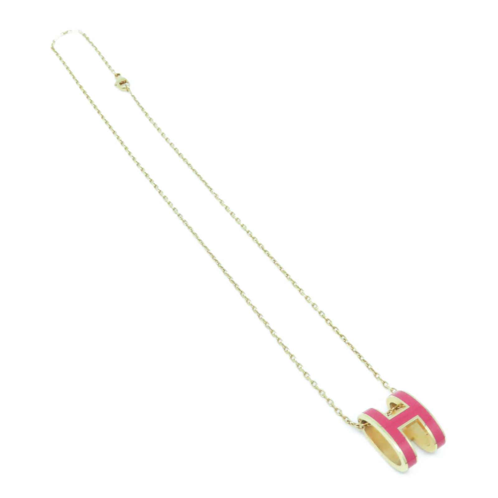 HERMES Metal Pop H Necklace Pink