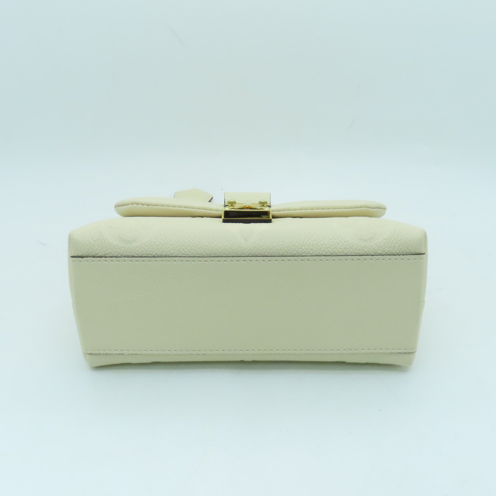 LOUIS VUITTON Monogram Empreinte Madeleine BB gold buckle shoulder shoulder bag white