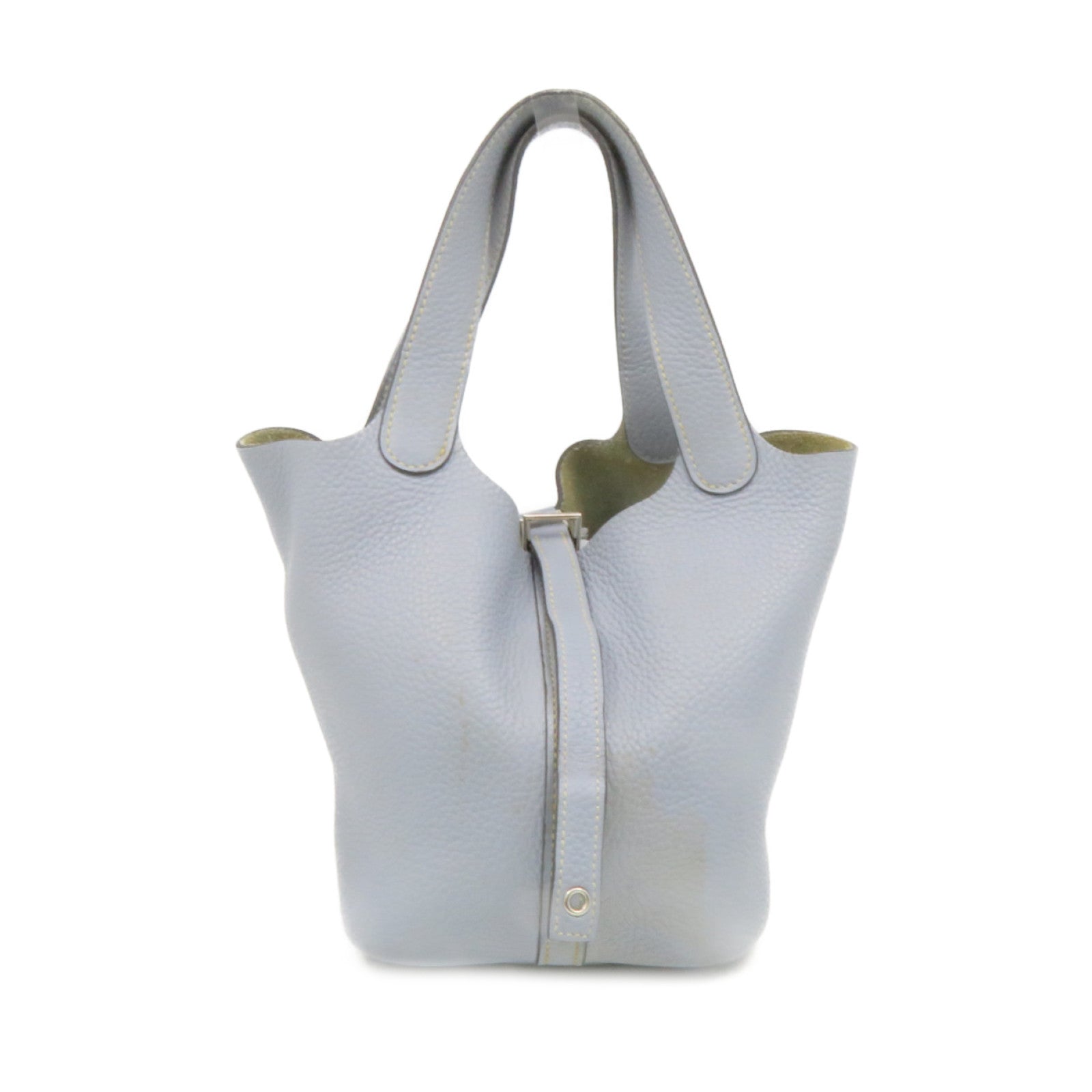 HERMES Clemence皮革Picotin PM Tote Bag銀扣手挽袋Blue Lin淺藍色