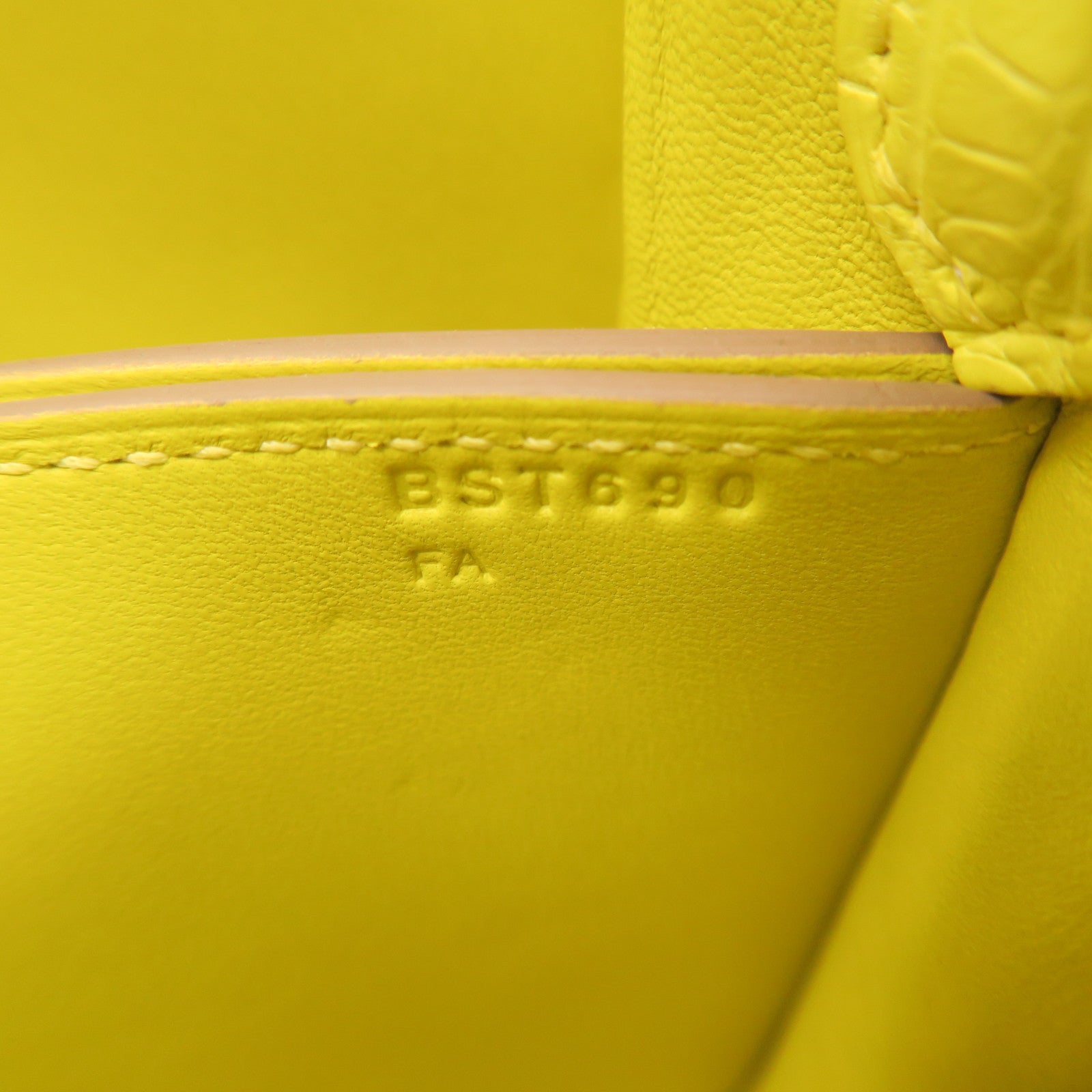 HERMES Crocodile Leather Mini Roulis Silver Buckle Shoulder Bag Lime Yellow