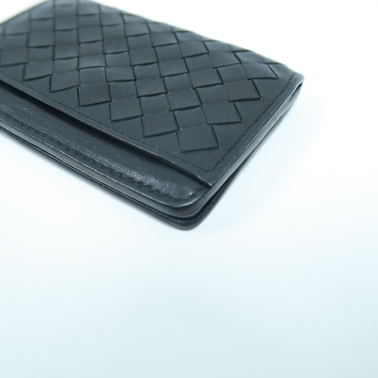 BOTTEGA VENETA 織紋羊皮皮革Coin Case金扣零錢包黑色
