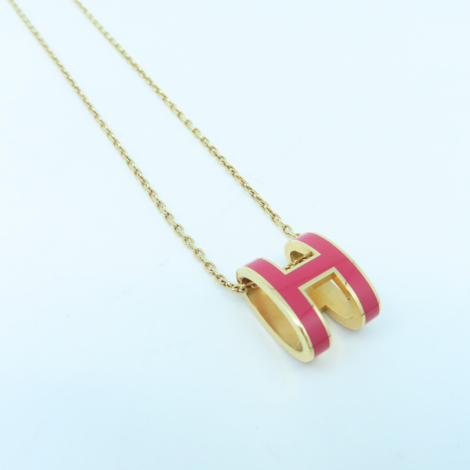 HERMES Metal Pop H Necklace Pink