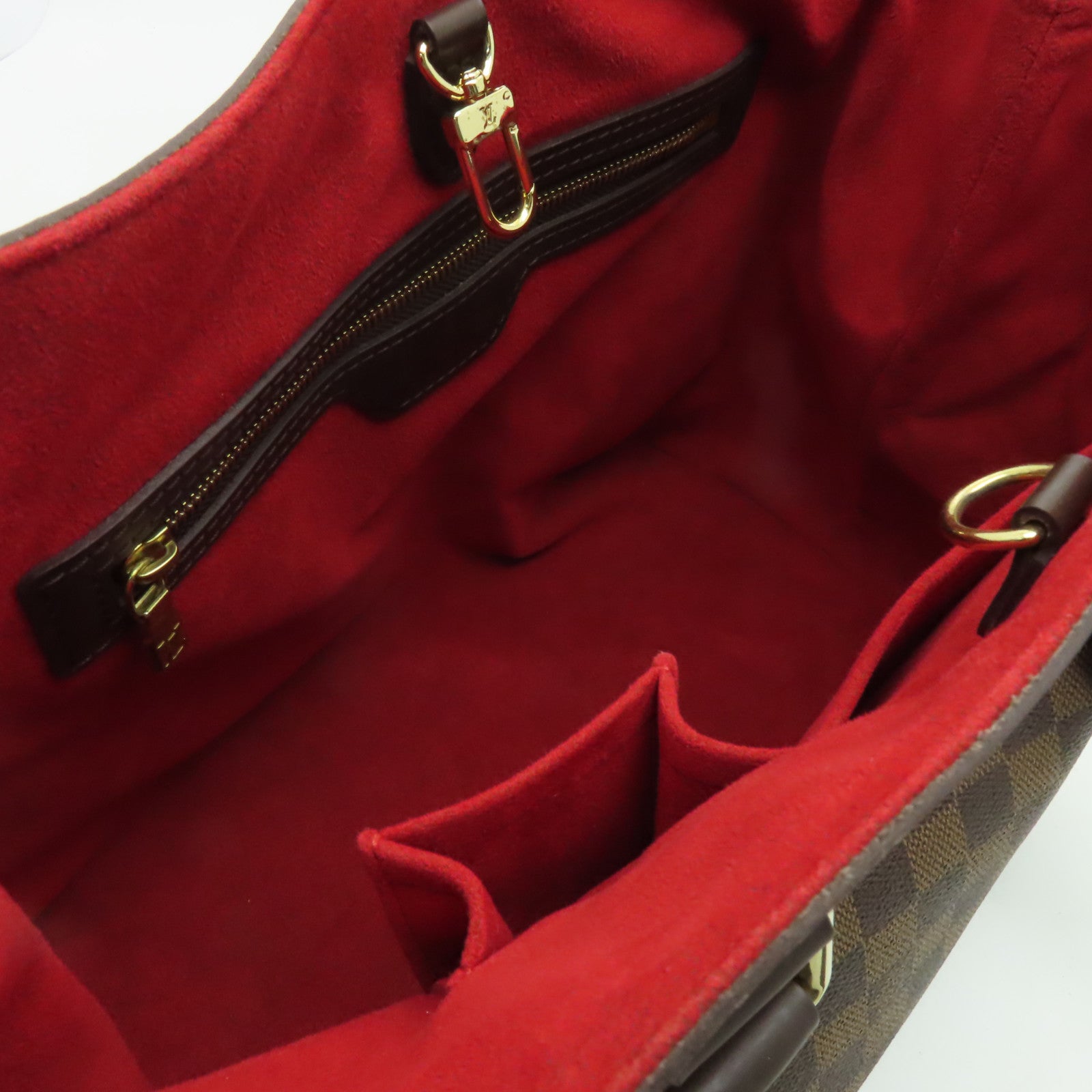 LOUIS VUITTON Damier Hampstead PM金扣手挽袋棕色