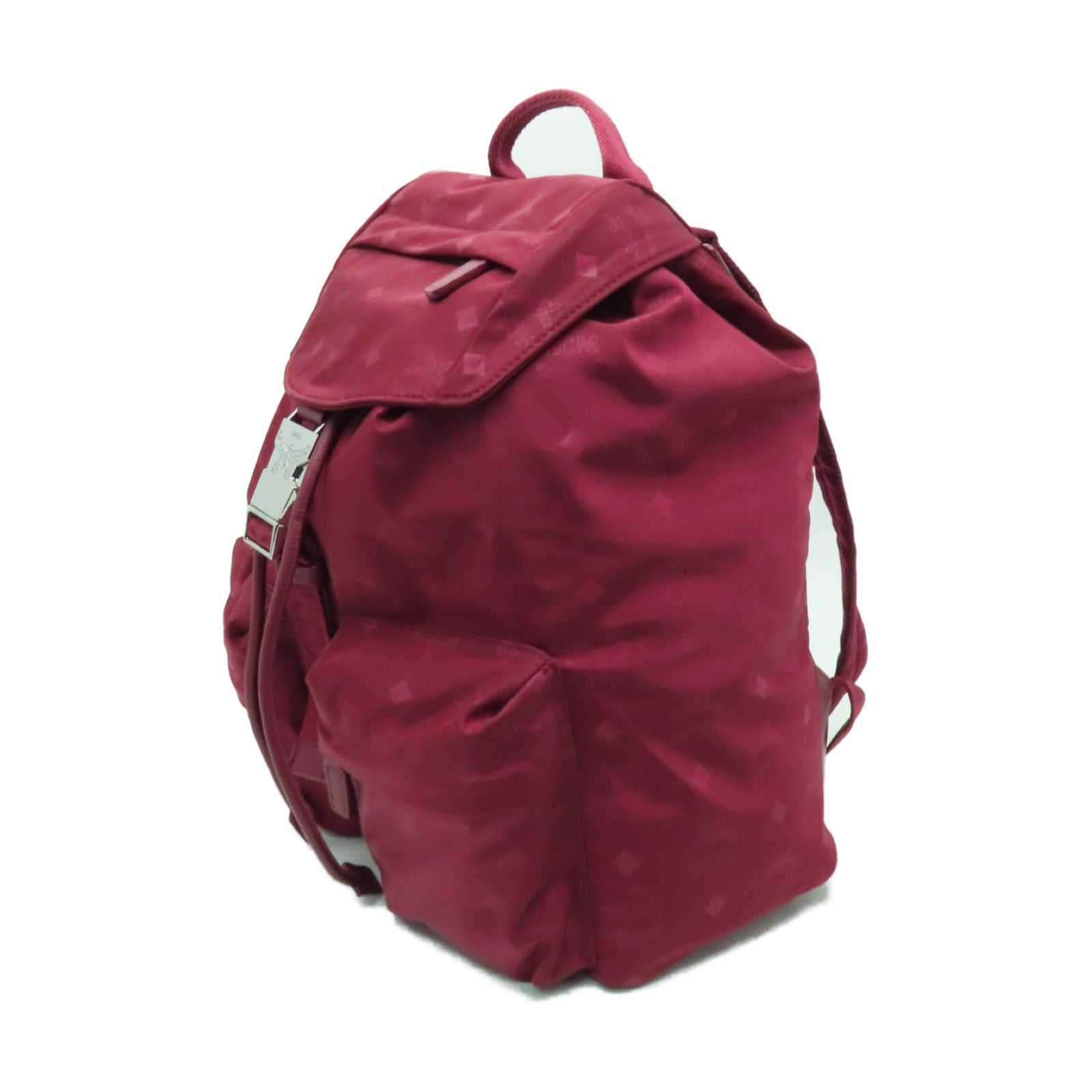 MCM 尼龍Backpack銀扣背包紅色