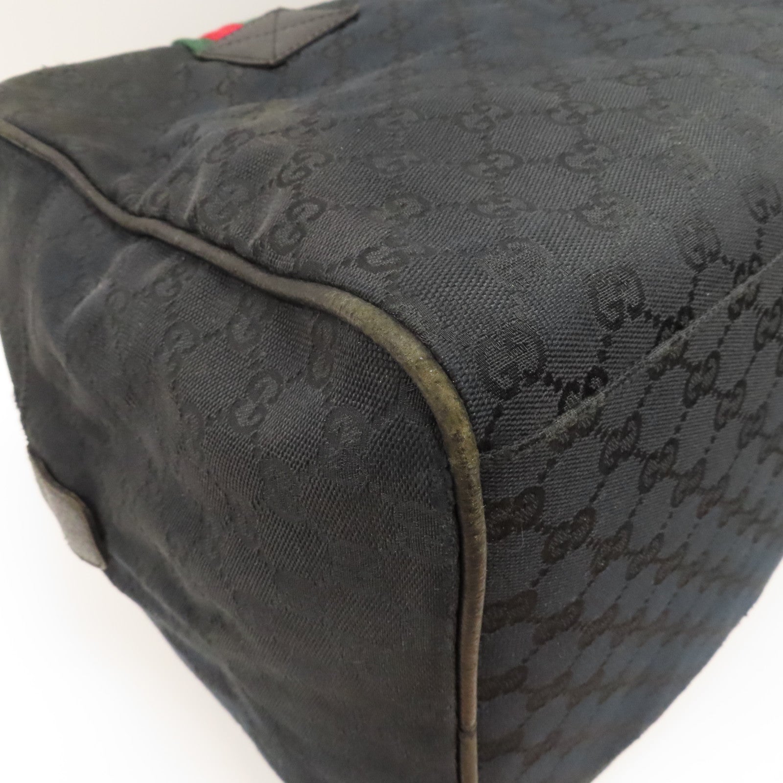 GUCCI 帆布Boston Bag銀扣手挽袋黑色