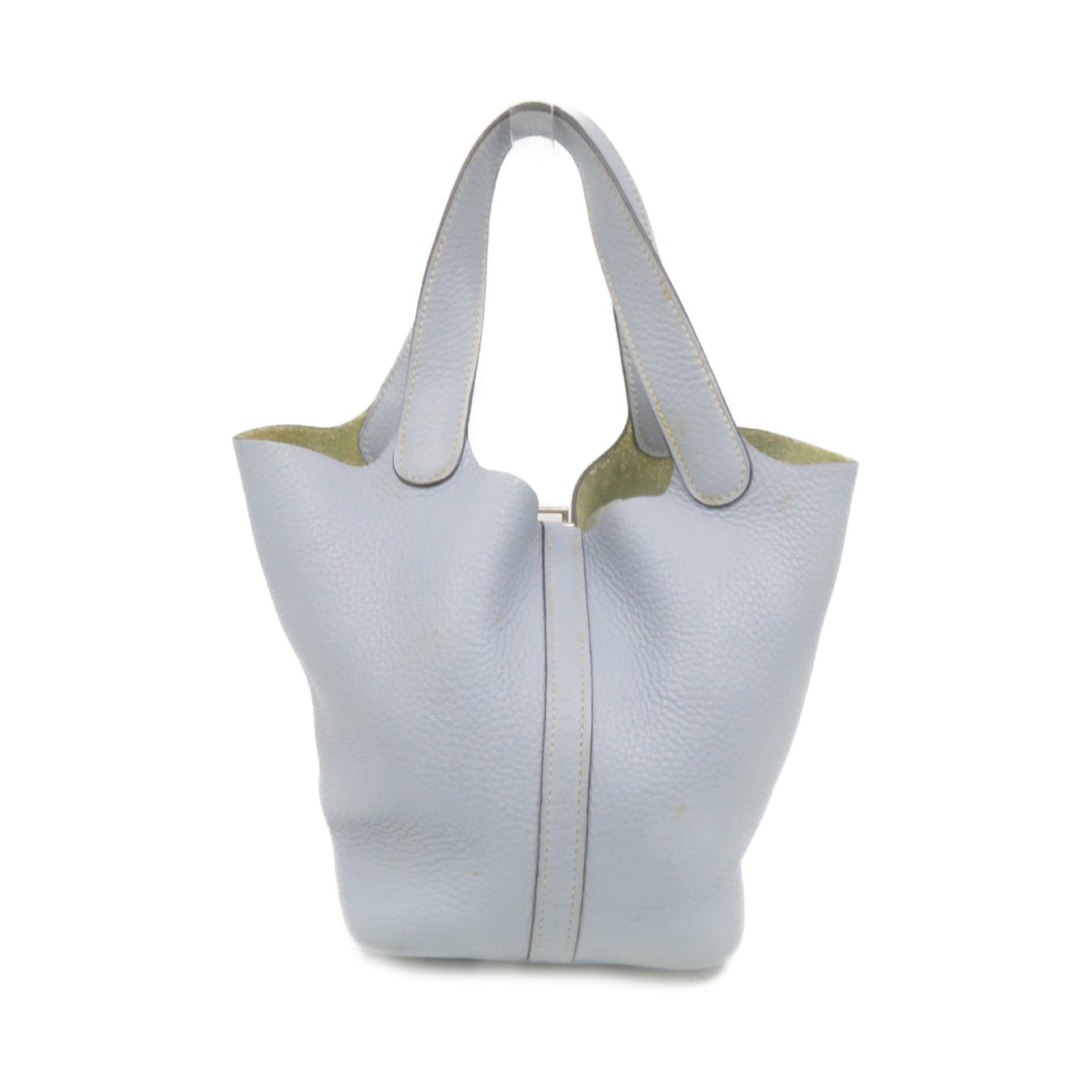 HERMES Clemence皮革Picotin PM Tote Bag銀扣手挽袋Blue Lin淺藍色