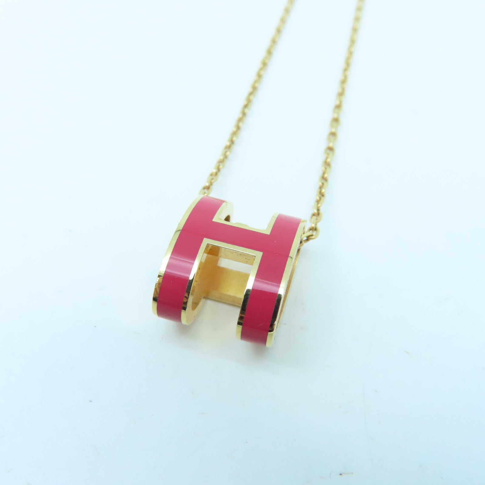 HERMES Metal Pop H Necklace Pink