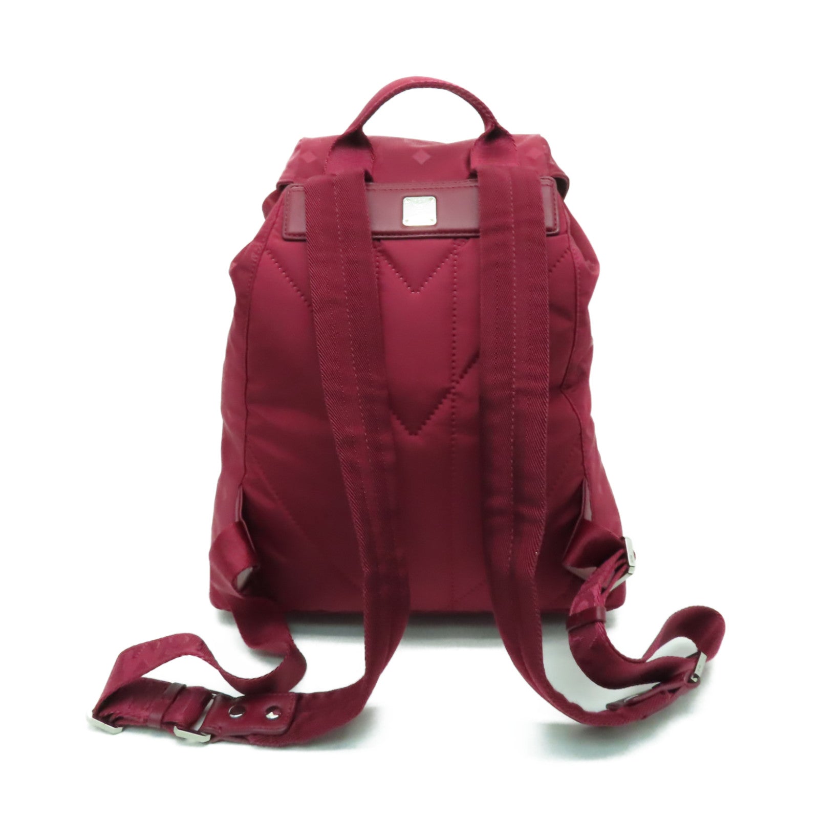 MCM 尼龍Backpack銀扣背包紅色