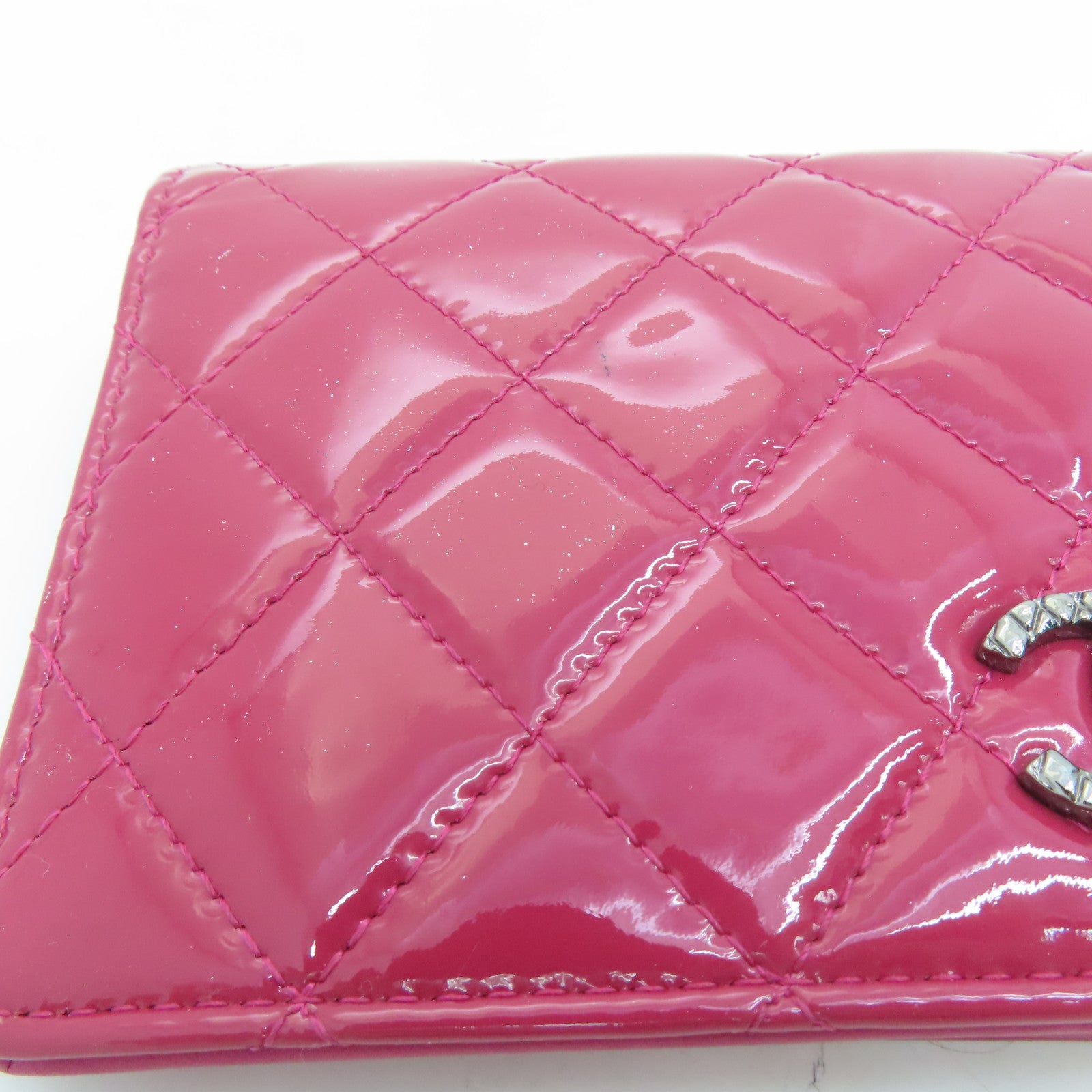 CHANEL 菱格漆皮皮革Long Wallet长钱包粉红色