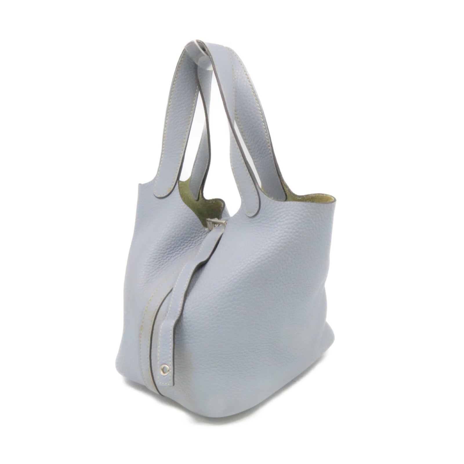 HERMES Clemence皮革Picotin PM Tote Bag銀扣手挽袋Blue Lin淺藍色