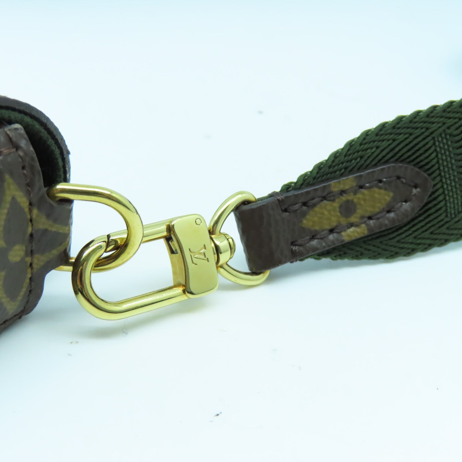LOUIS VUITTON Monogram Felicie Strap & Go金扣肩背袋啡色/綠色