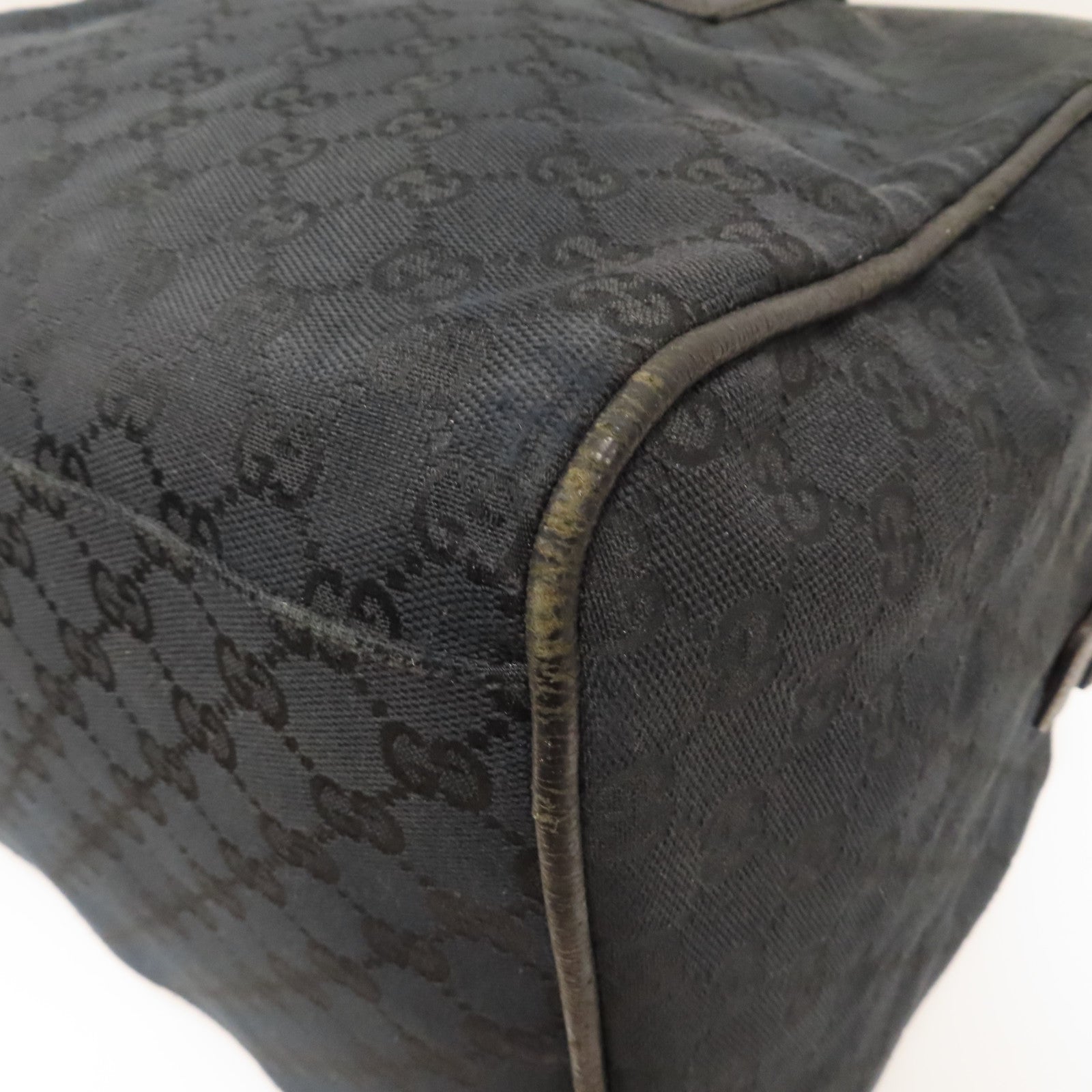 GUCCI 帆布Boston Bag銀扣手挽袋黑色