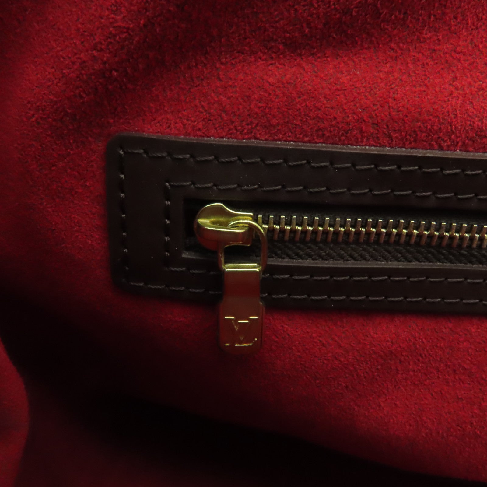 LOUIS VUITTON Damier Hampstead PM金扣手挽袋棕色