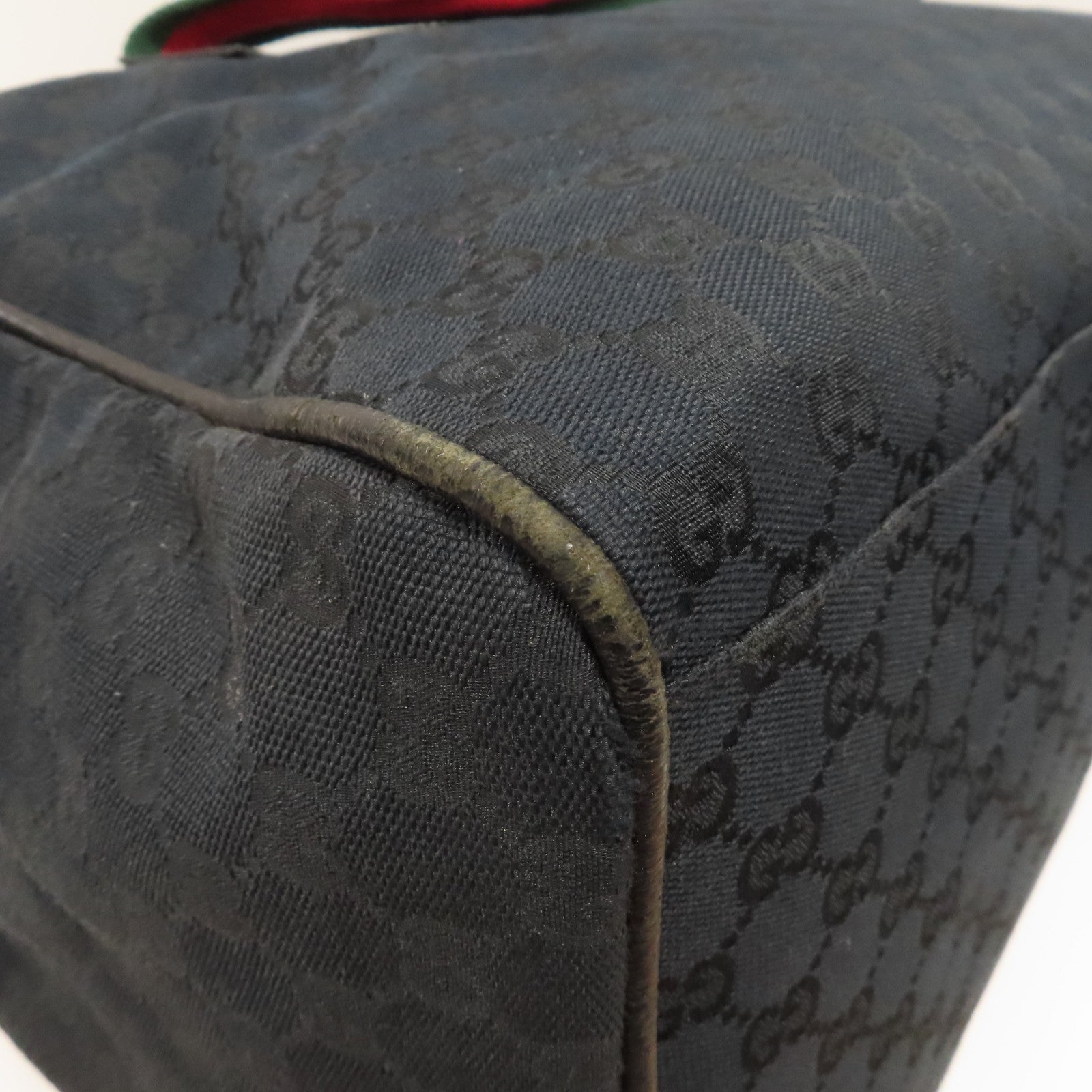 GUCCI 帆布Boston Bag銀扣手挽袋黑色