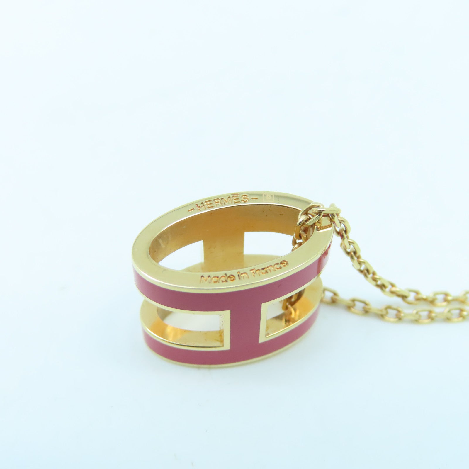 HERMES Metal Pop H Necklace Pink