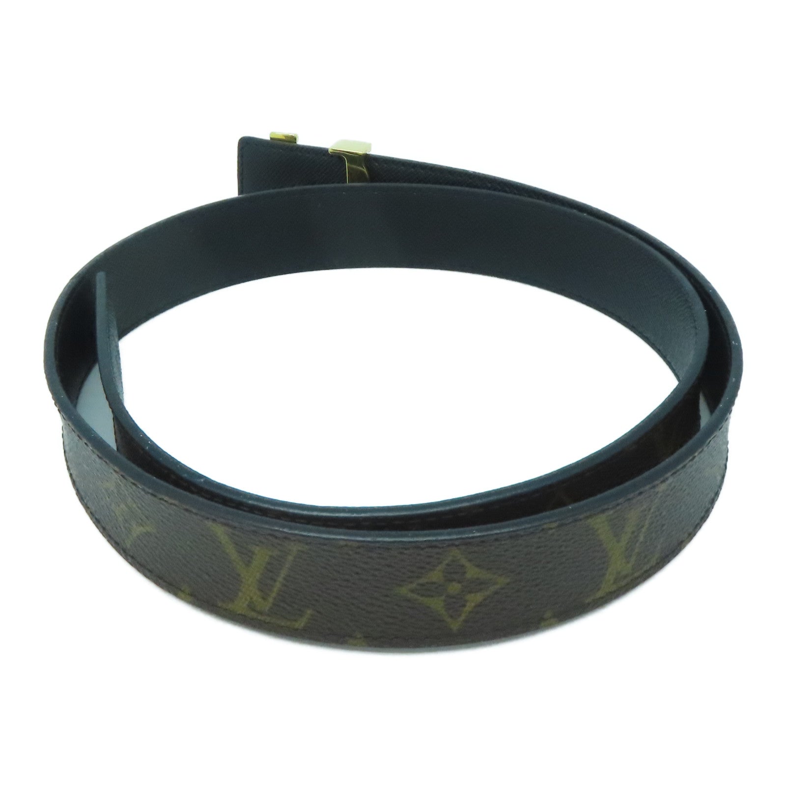 LOUIS VUITTON Monogram Belt金扣皮帶啡色
