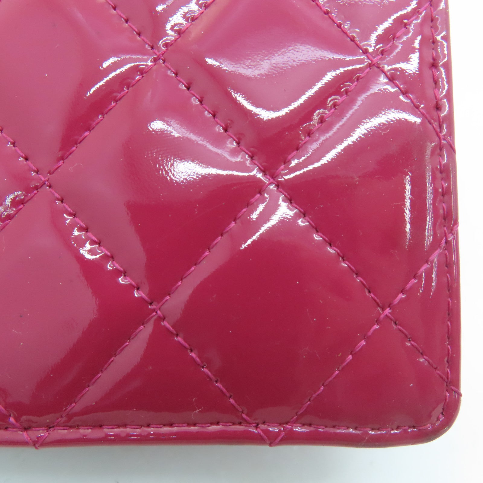 CHANEL 菱格漆皮皮革Long Wallet长钱包粉红色