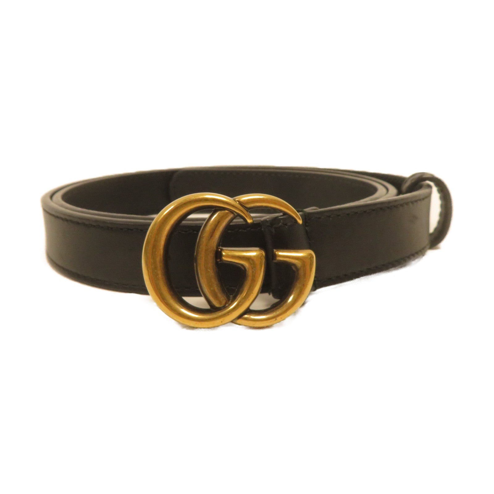 GUCCI 牛皮皮革Double G金扣皮帶黑色